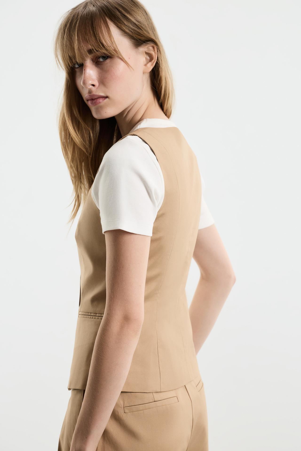 Button-up halter vest — MEDIUM CAMEL