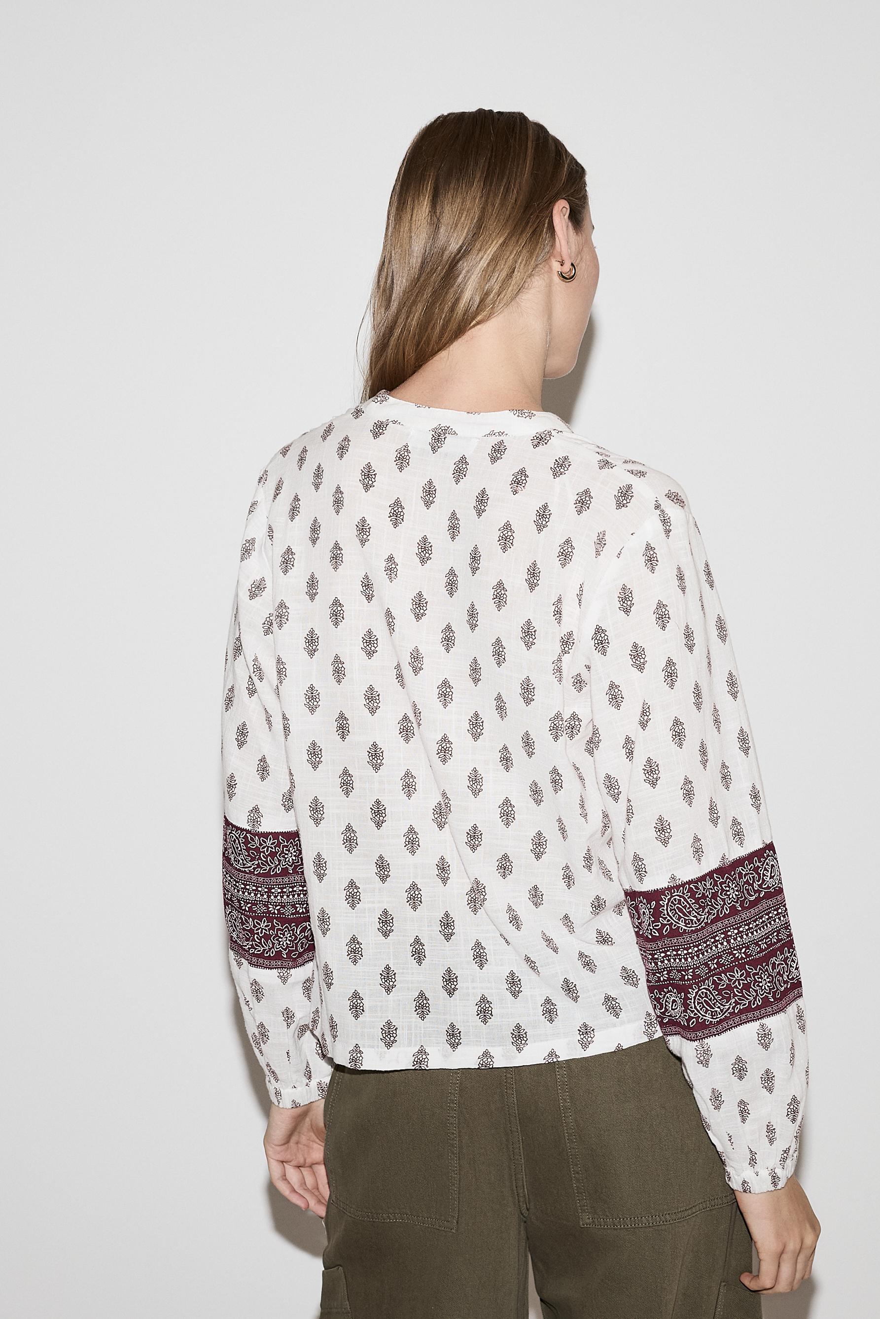 Rustic shirt with sleeve tape — MAROON