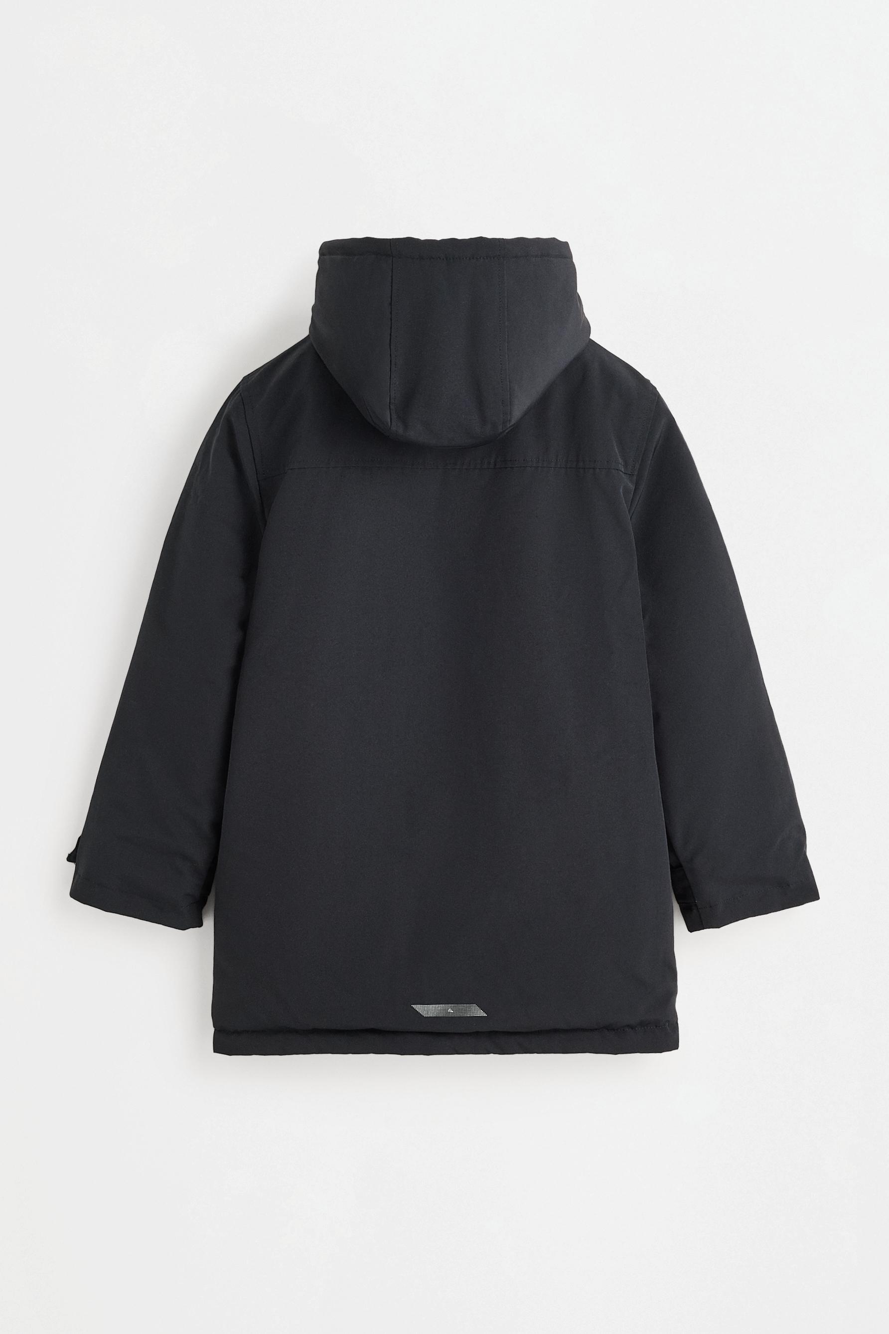 Fleece-lined hooded parka — BLACK