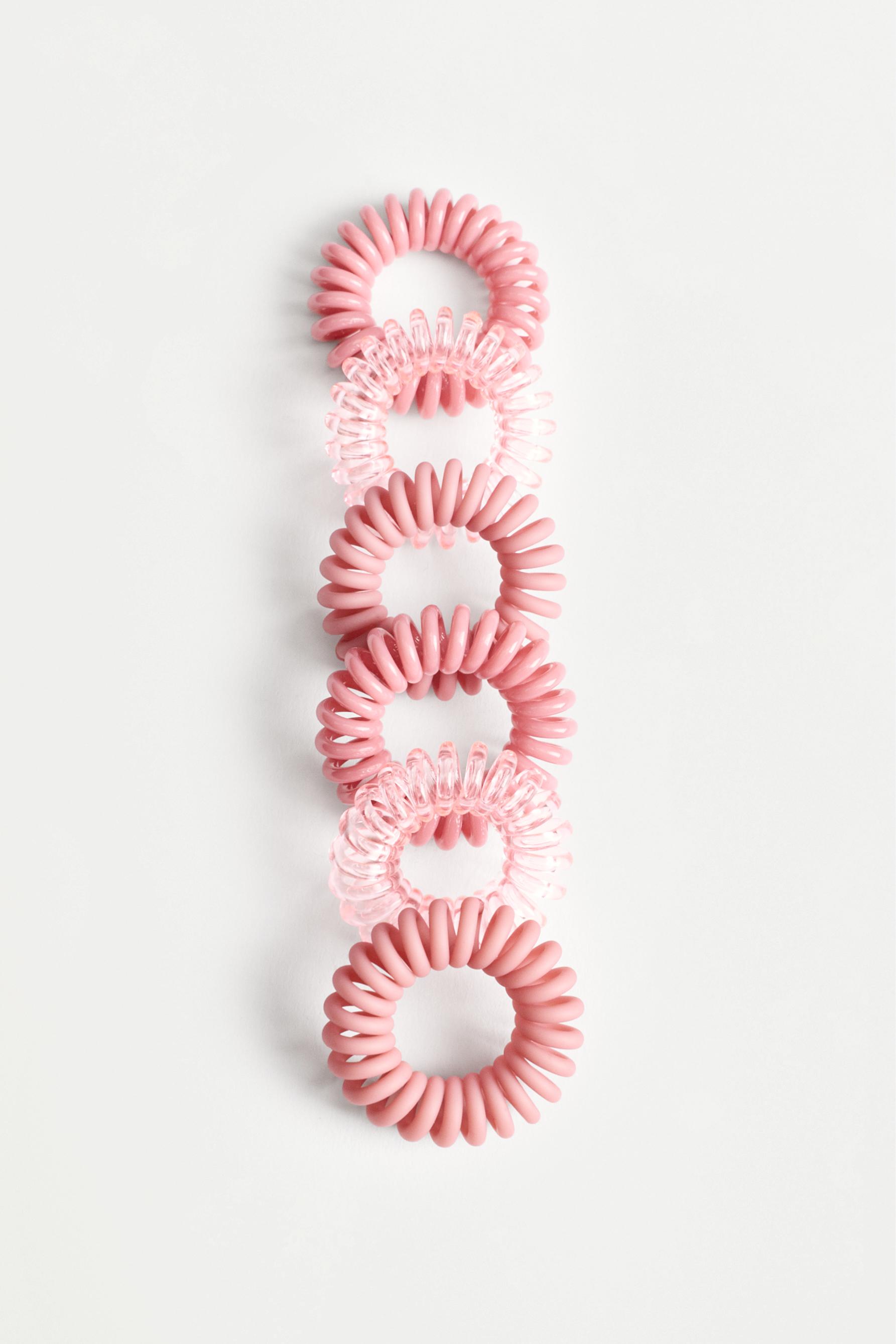Spiral Hair Ties (6-Pack) — PINK