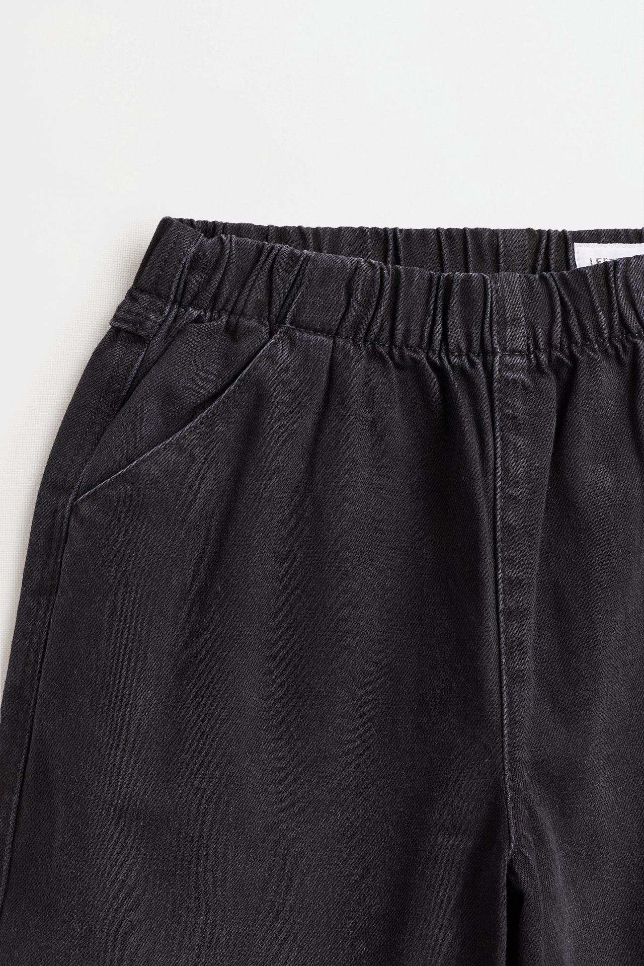 Wide-leg elastic-waist jeans — BLACK