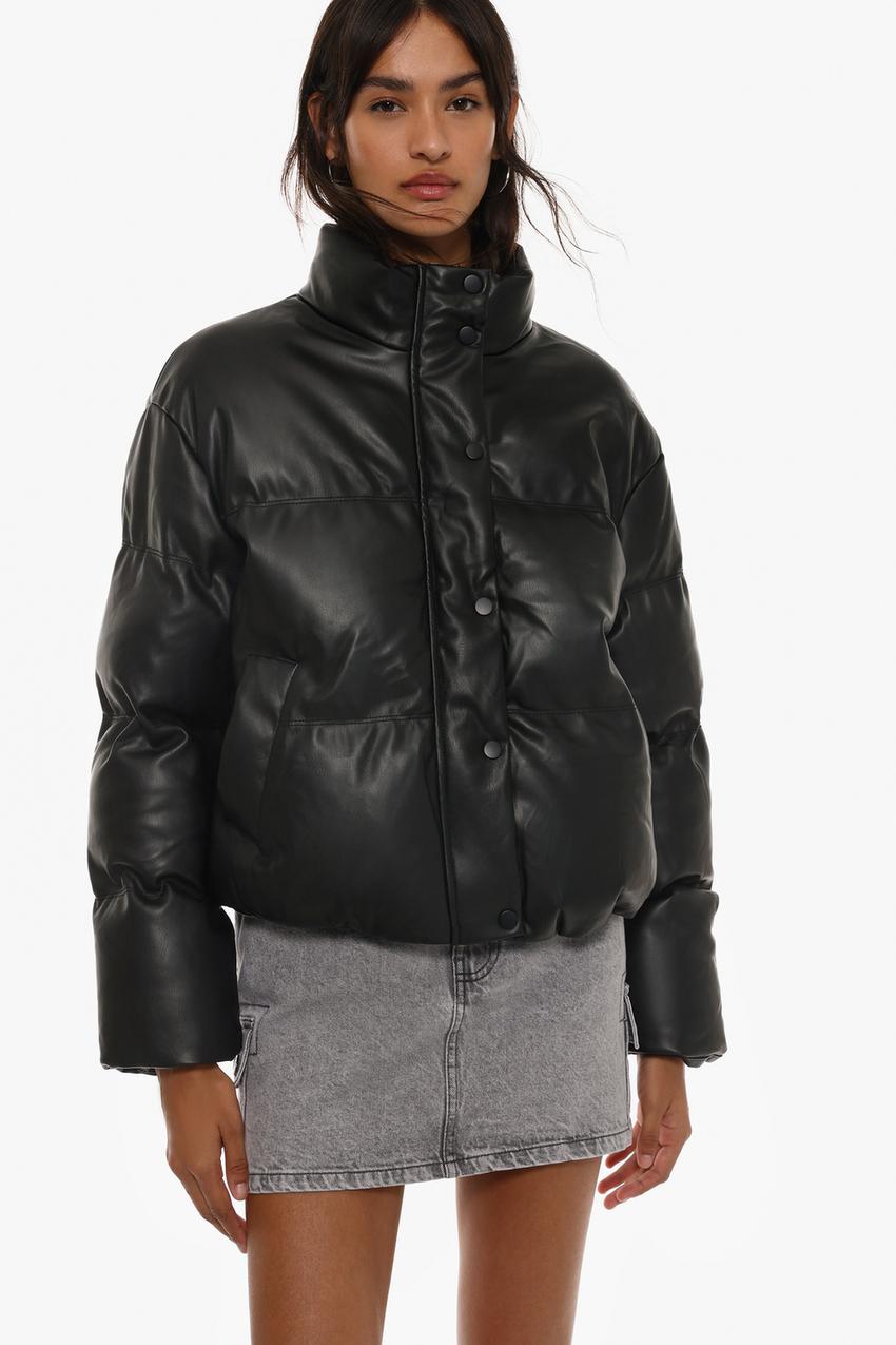 Abrigo Acolchado Chaqueta Efecto Piel Mujer Zara Cazadora