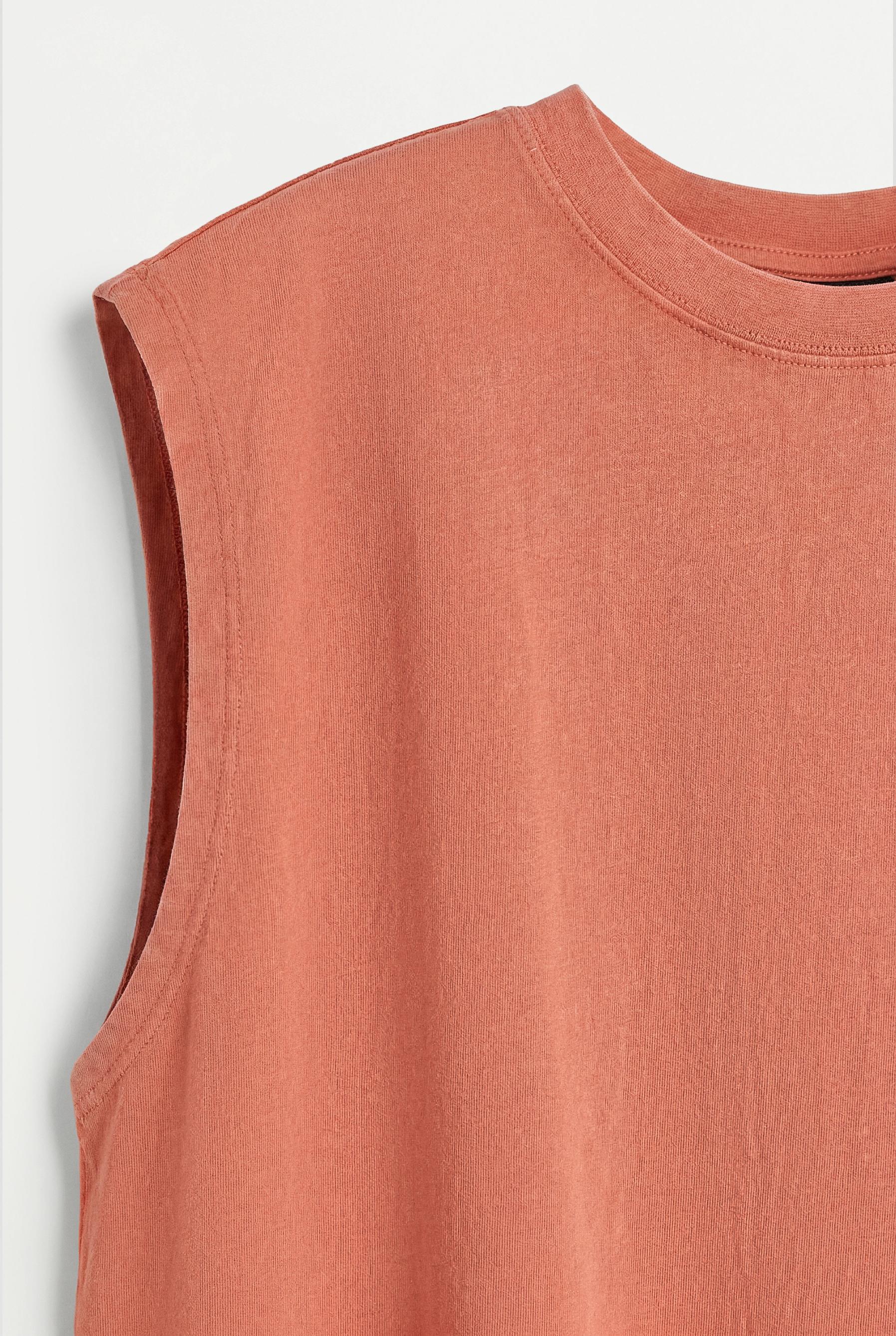 Faded-effect sleeveless T-shirt — BRIGHT CORAL