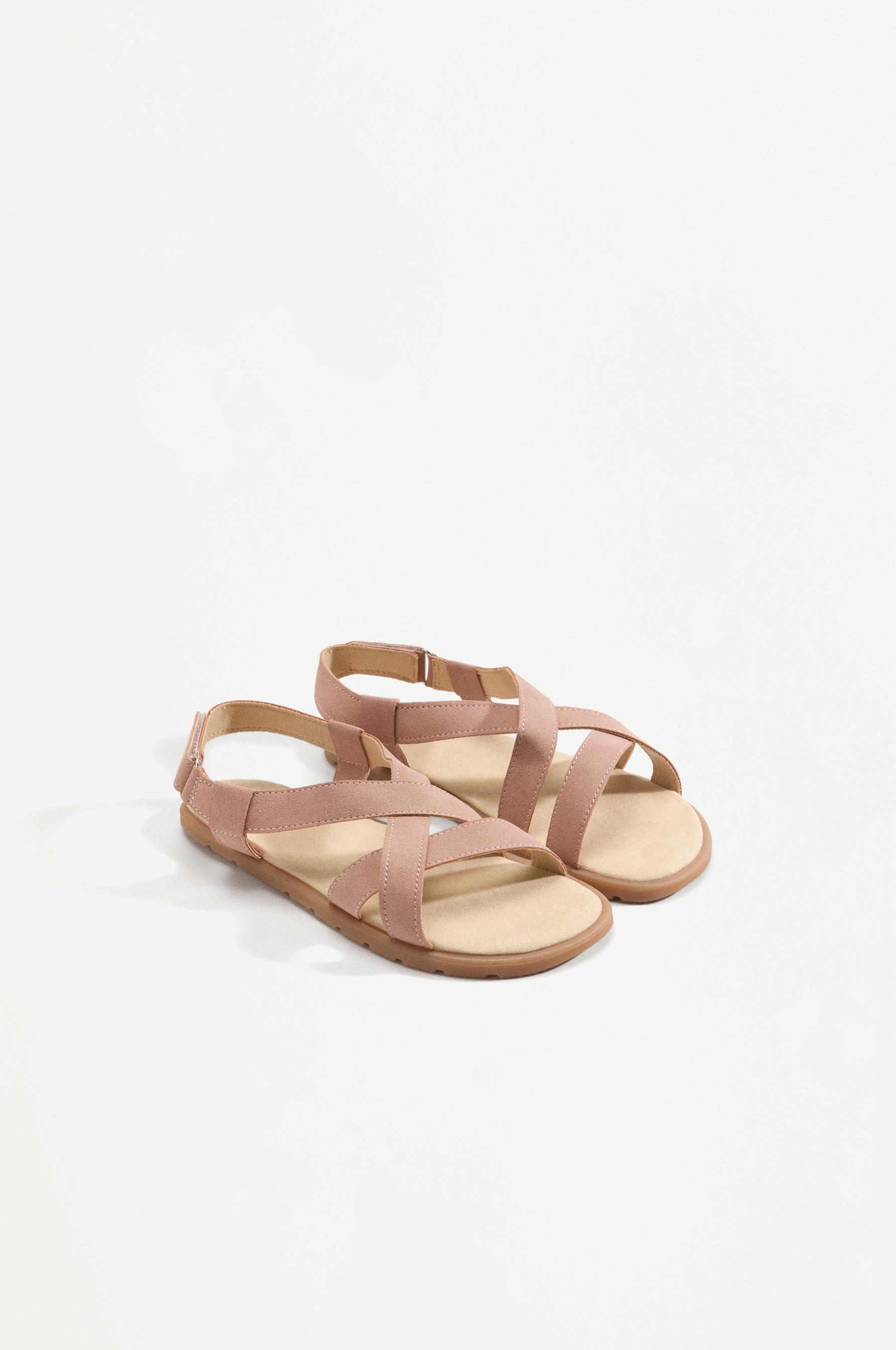 FAUX SUEDE BAREFOOT SANDALS — PINK