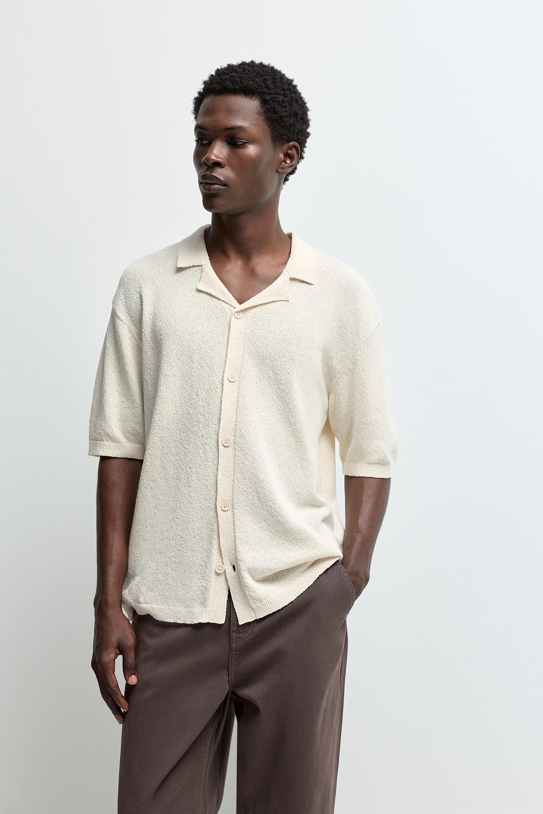 Bouclé knit shirt — OFF WHITE