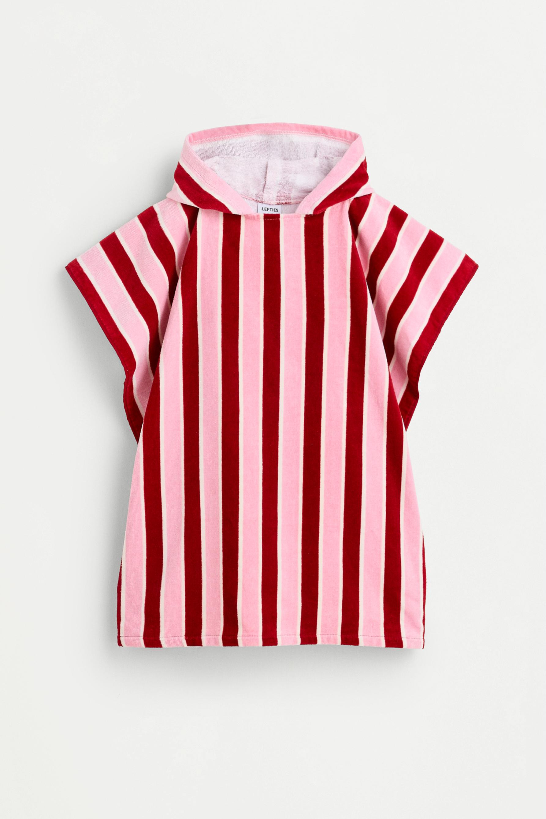 Kids' Blue Stripe Poncho Towel — RED