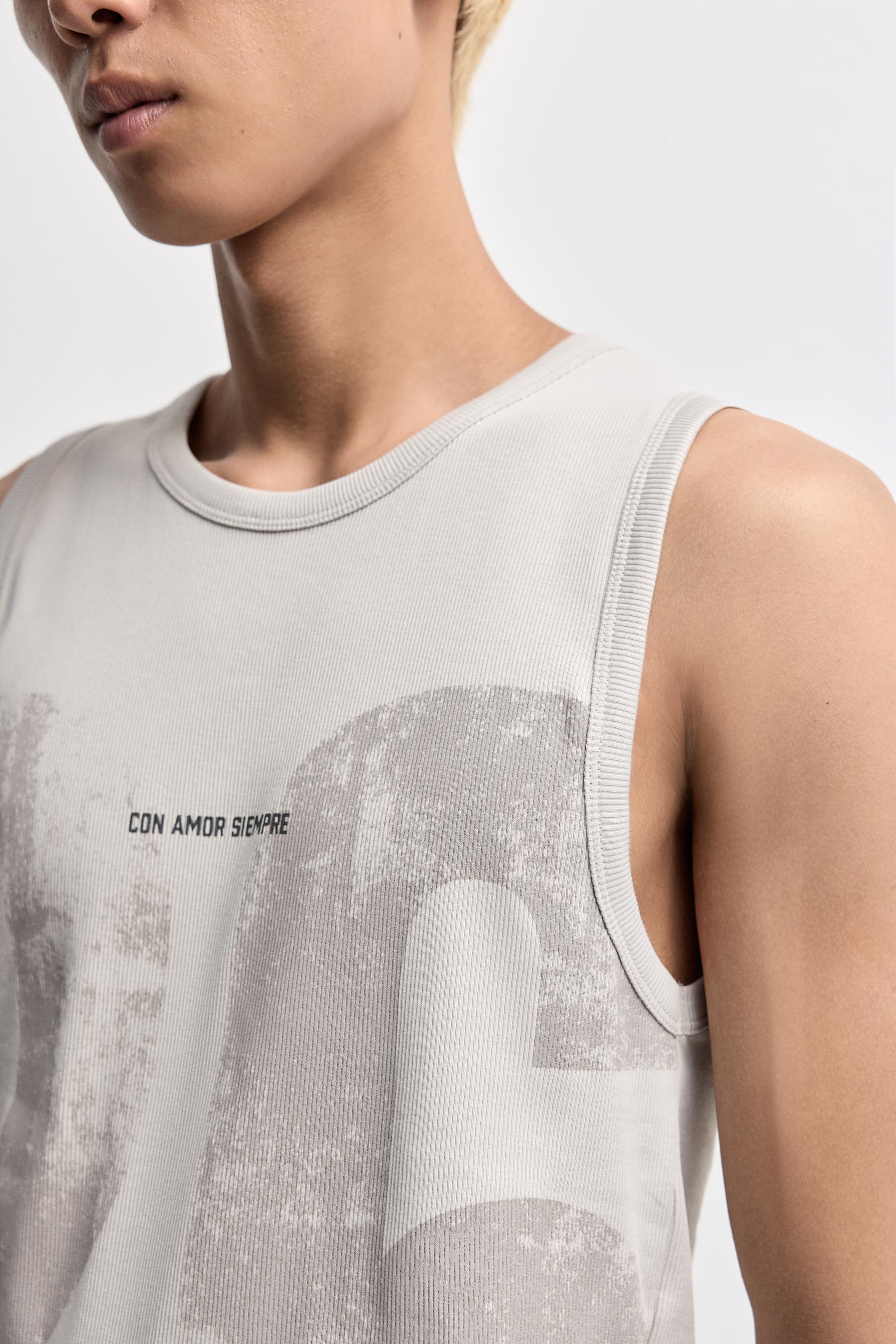 Text print vest top — STEEL