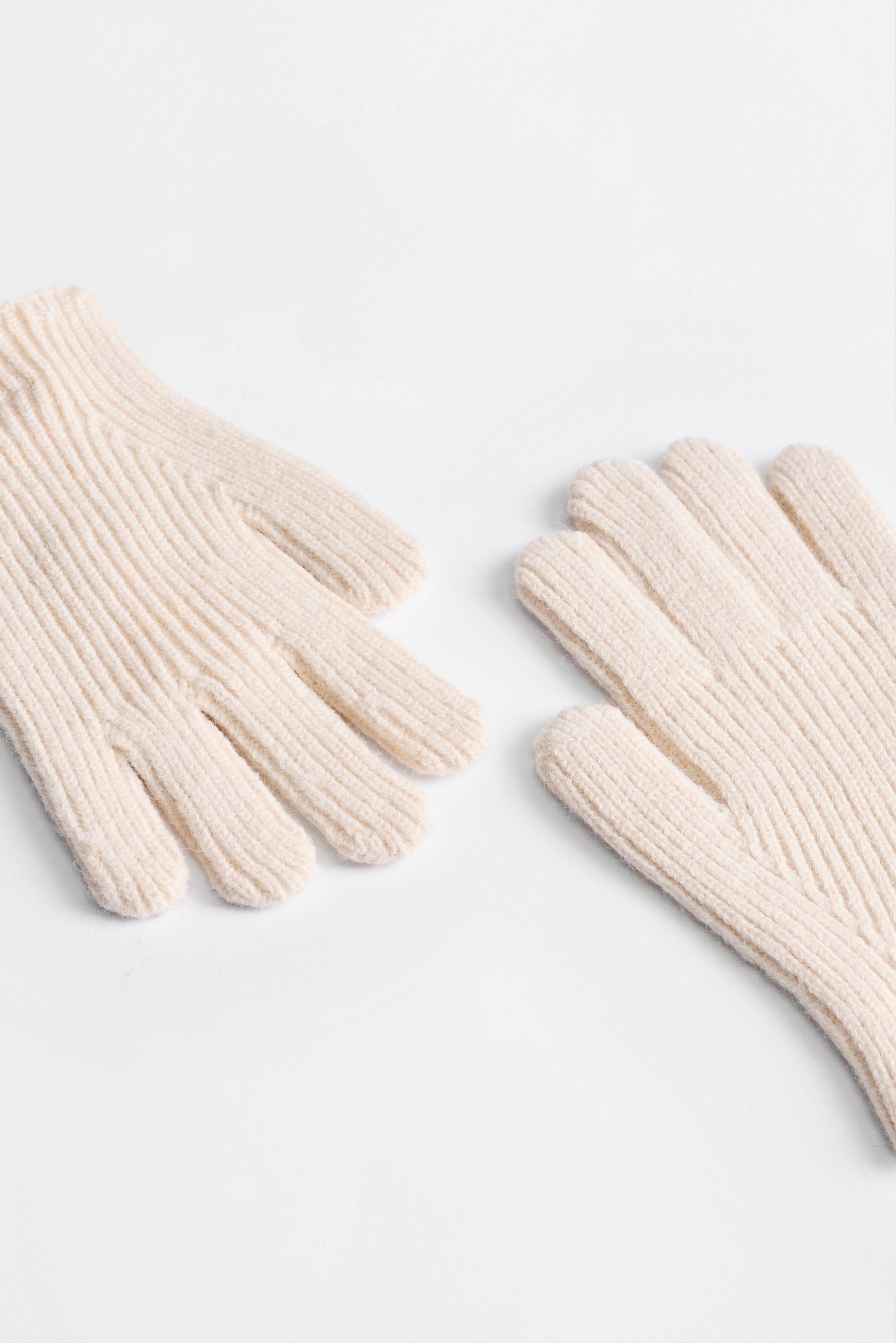 Ribbed knit gloves — ECRU
