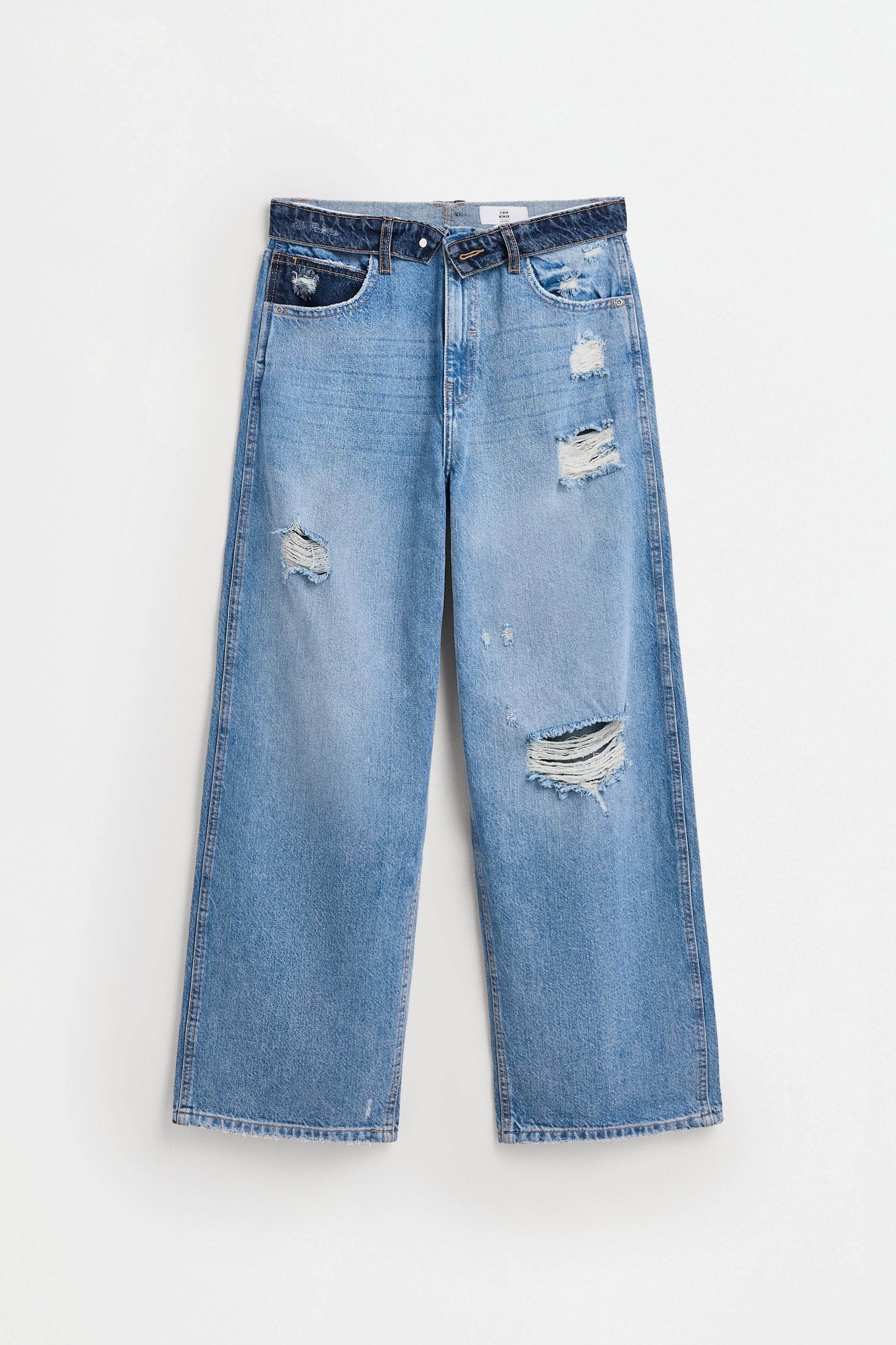 Double waistband baggy jeans — FADED NAVY