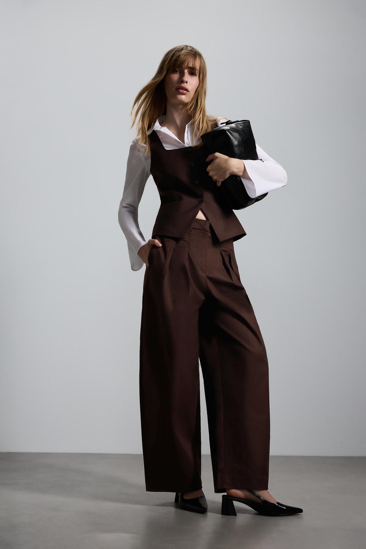 Button-up halter vest — DARK BROWN