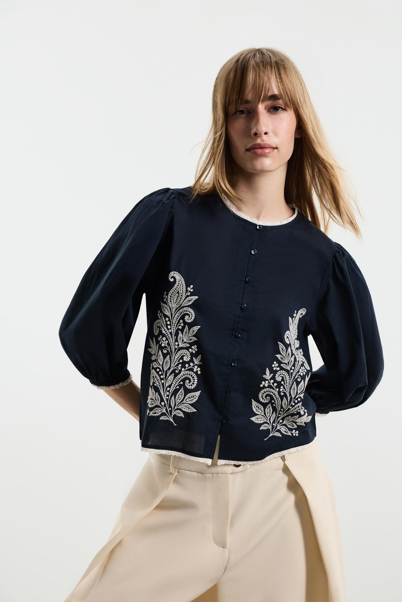 Embroidered shirt — NAVY