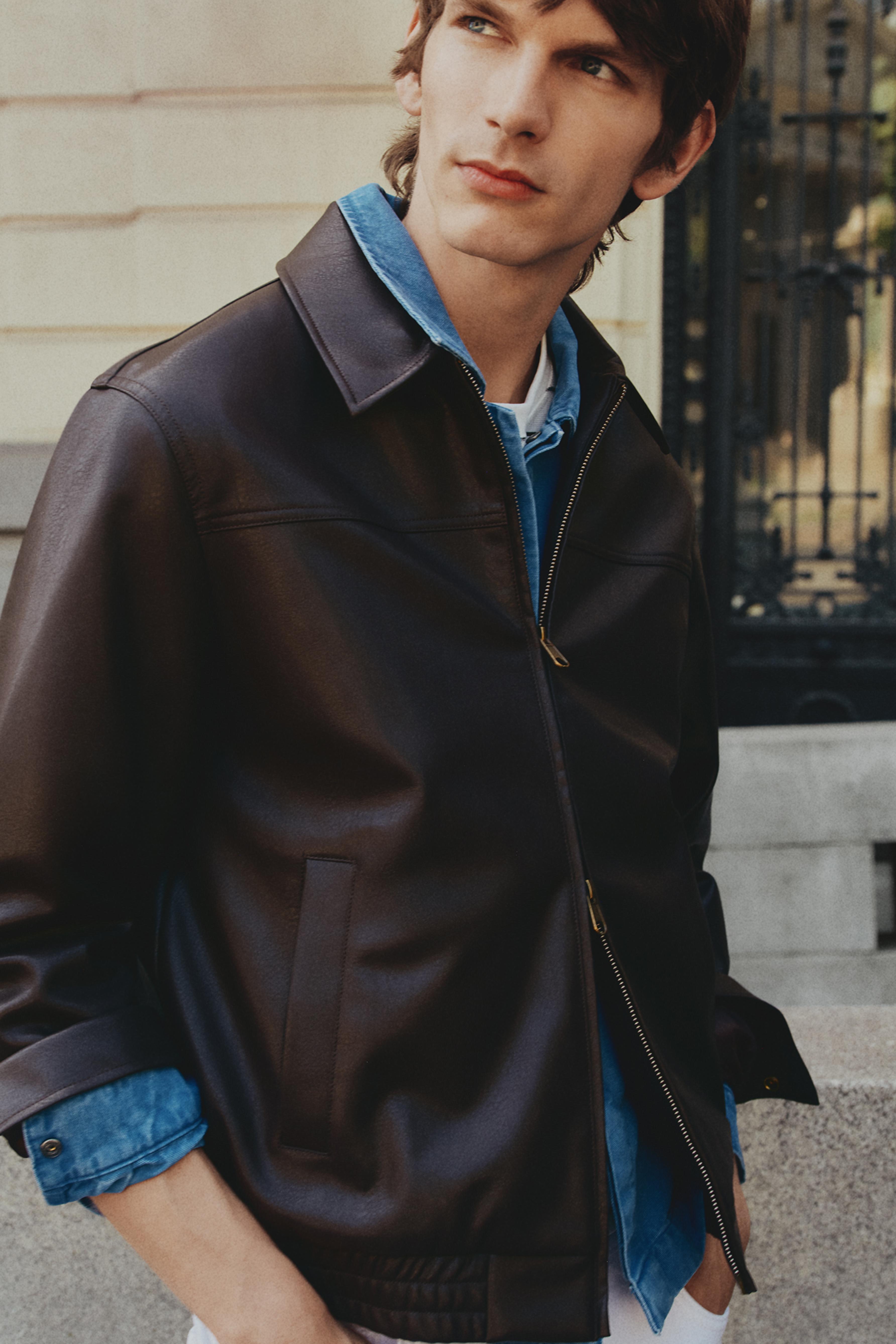Leather-effect jacket — BROWN