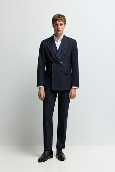 Slim fit double-breasted blazer — NAVY 2
