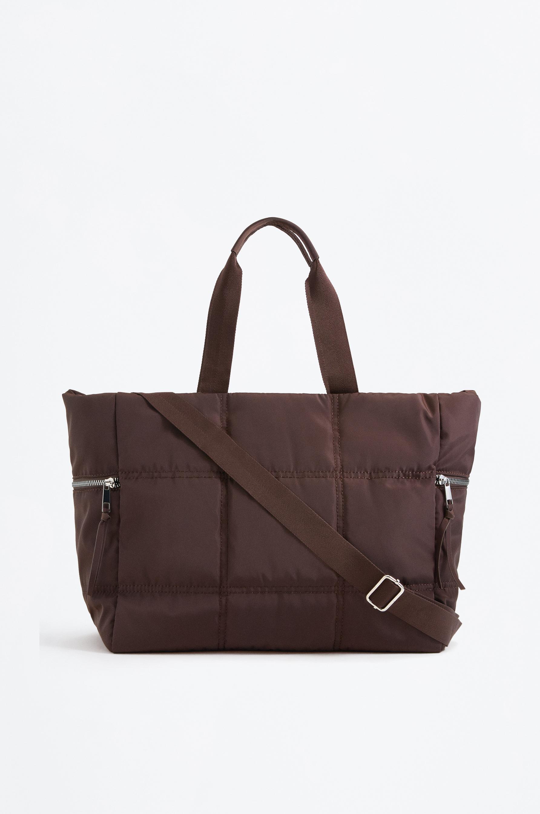 Quilted shopper bag — BROWN