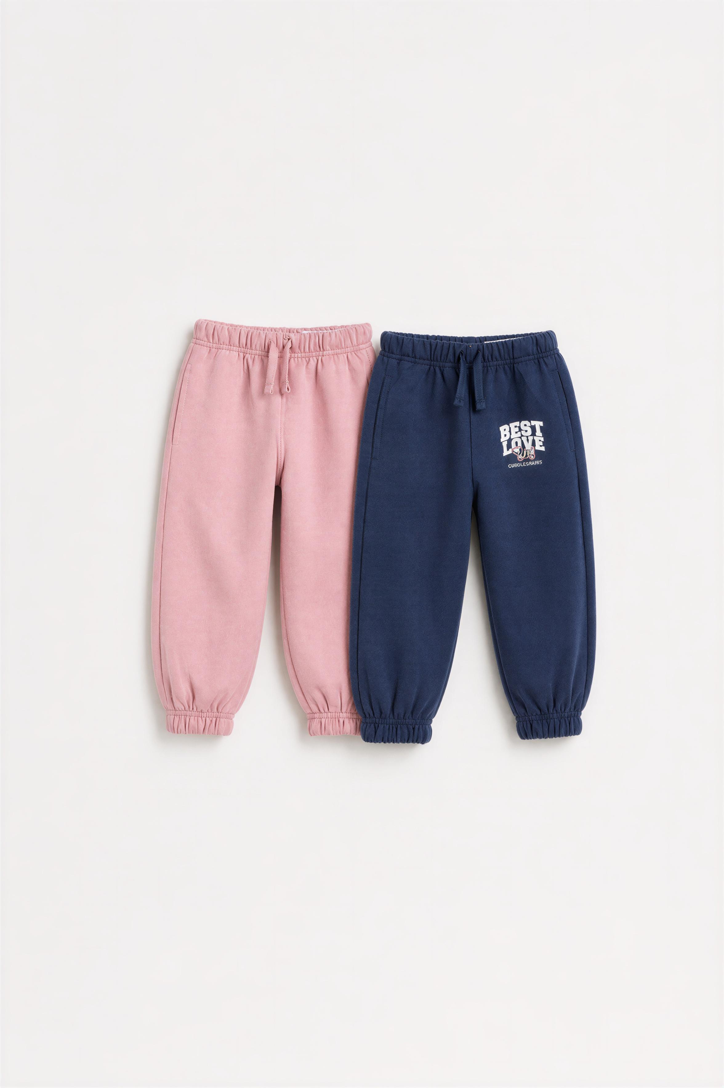 Pack of 2 contrast plush trousers — DARK NAVY