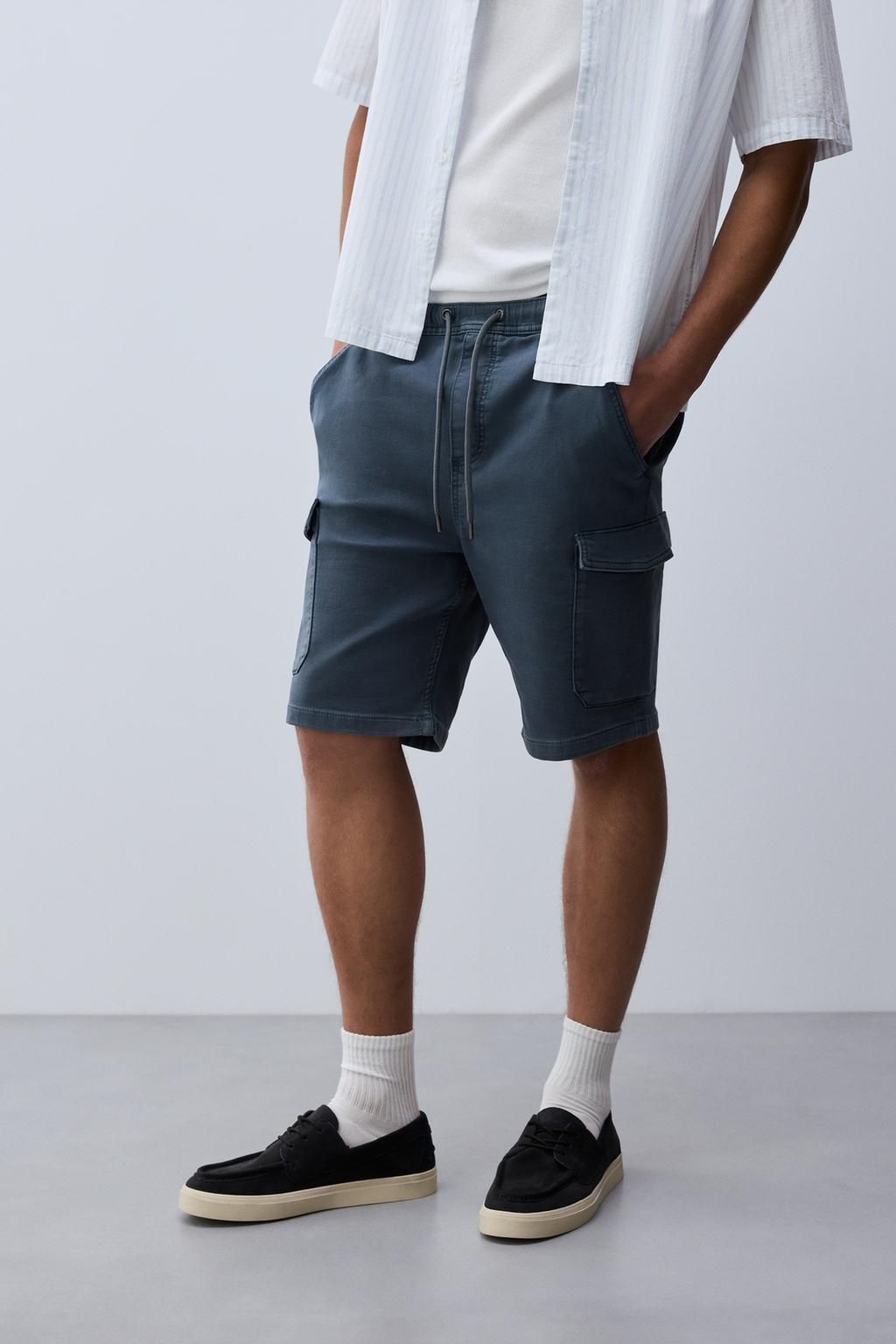 Bermuda cargo jogger in denim