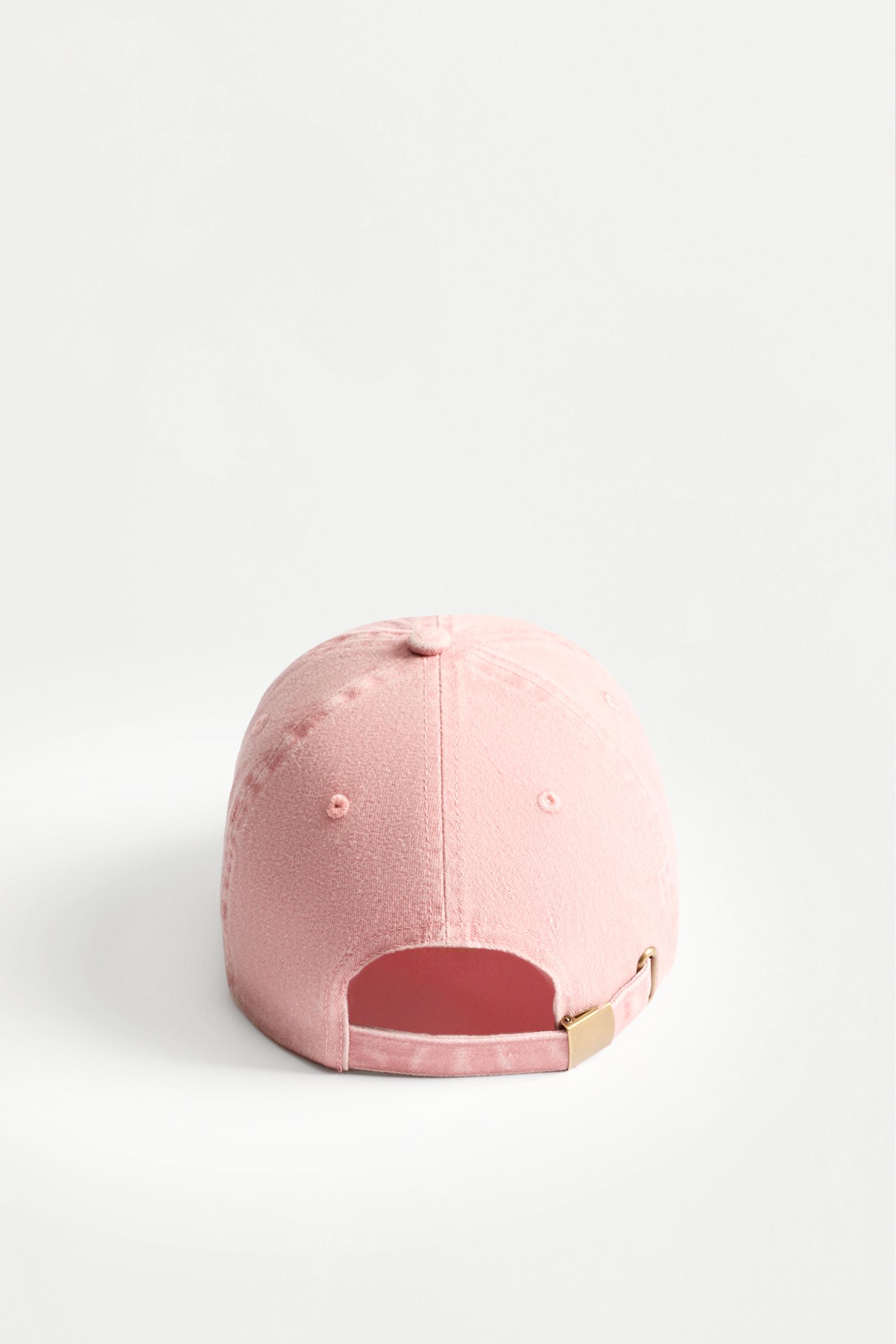 Faded-effect embroidered cap — PASTEL PINK