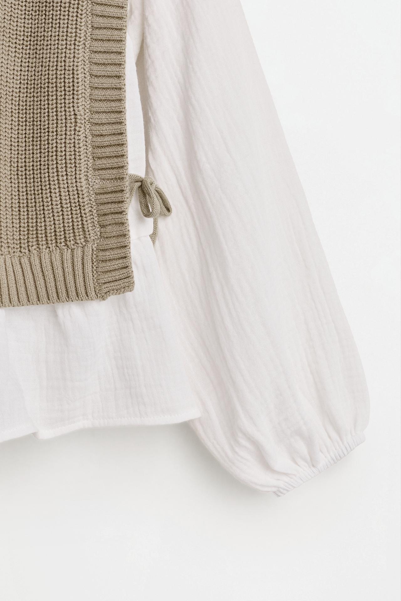 Knit Vest and Blouse Co-ord — PALE KHAKI