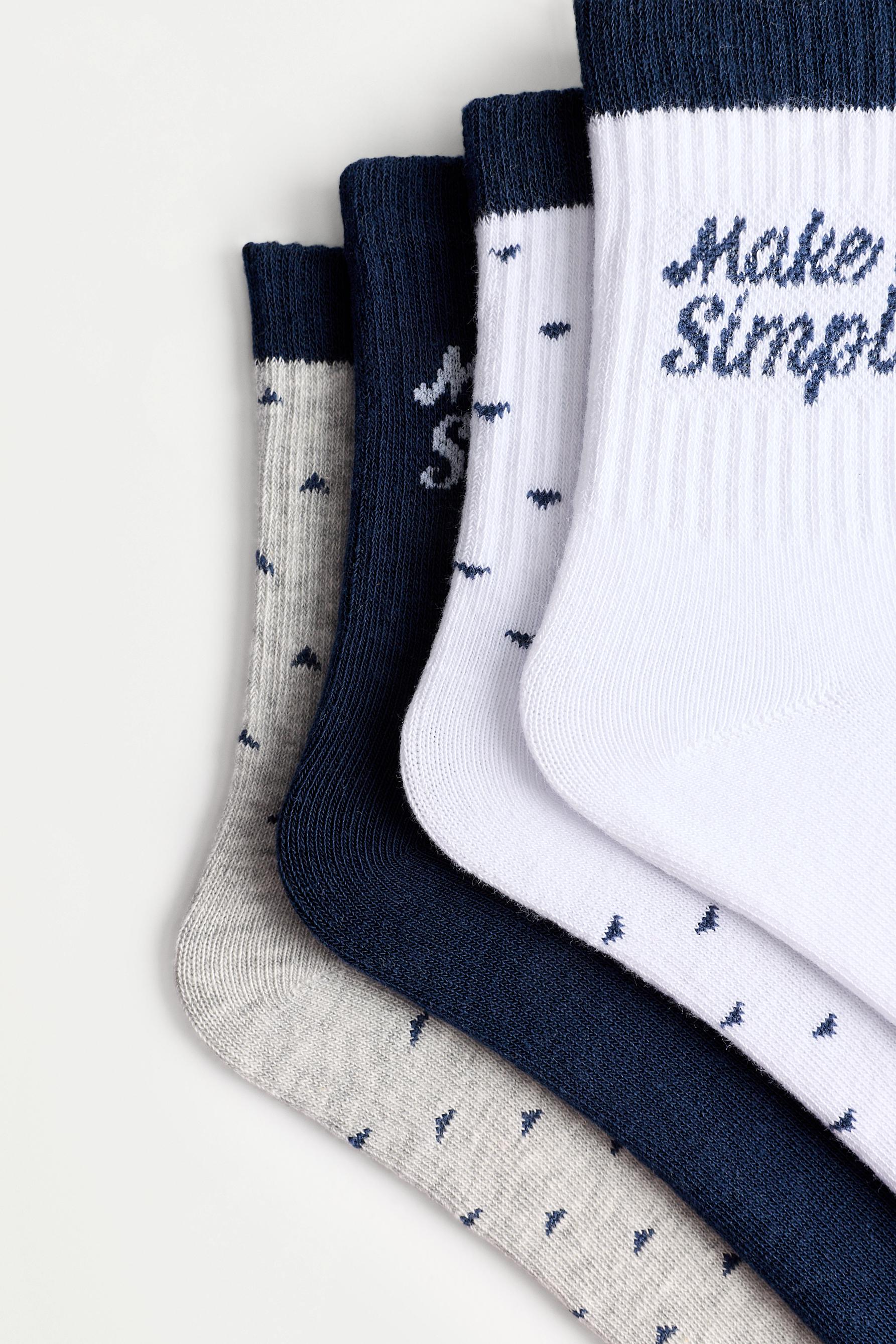 4-pack of contrast long ankle socks — ECRU
