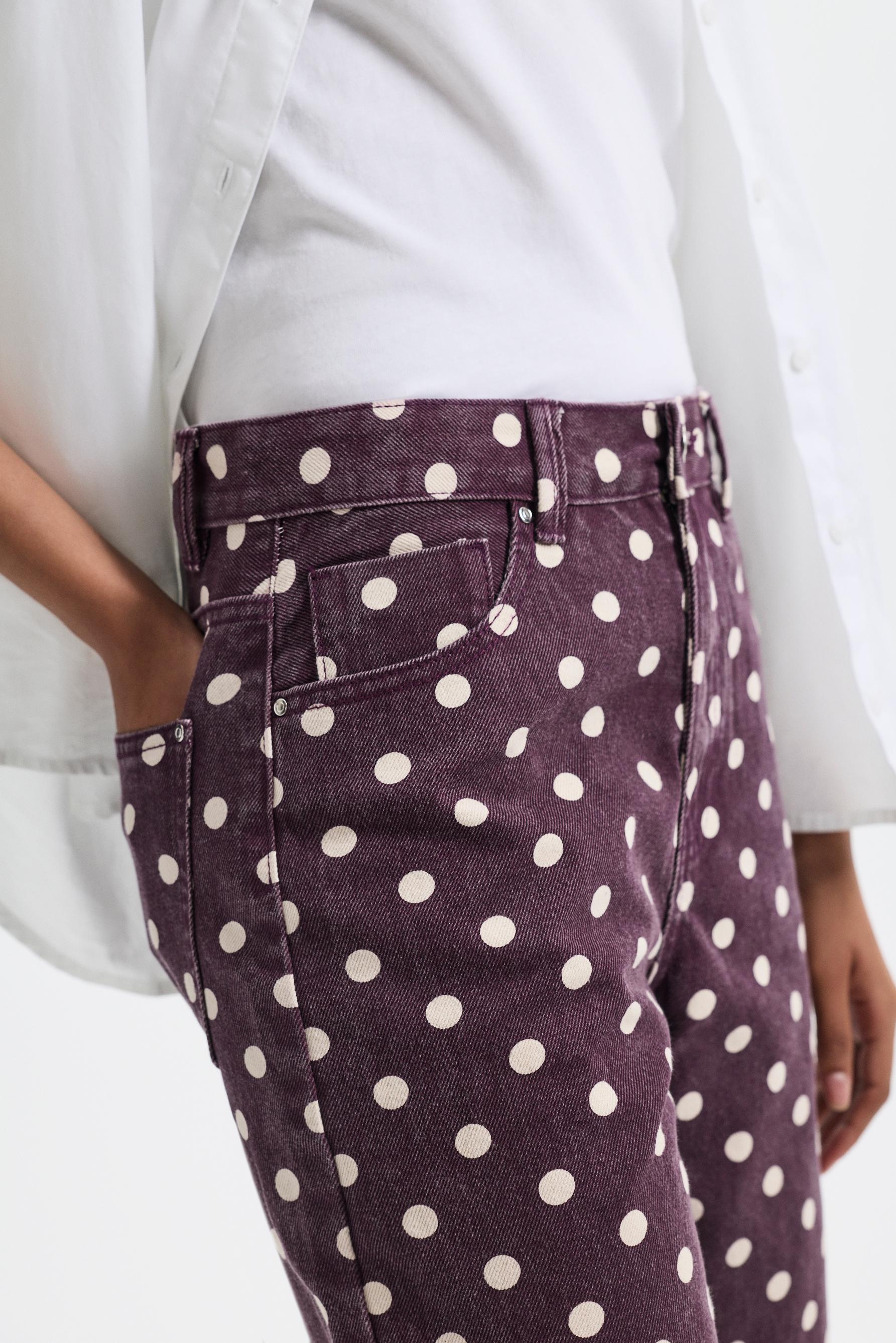 Basic printed culotte jeans — DUSTY PINK