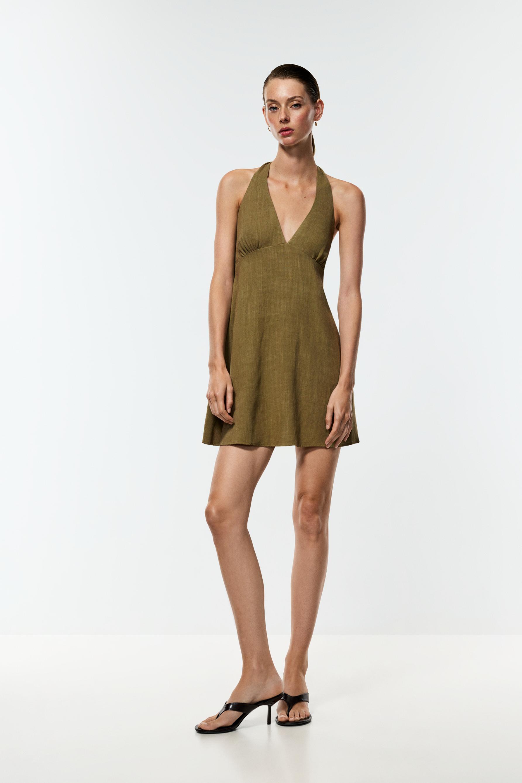 Rustic short dress — MEDIUM KHAKI