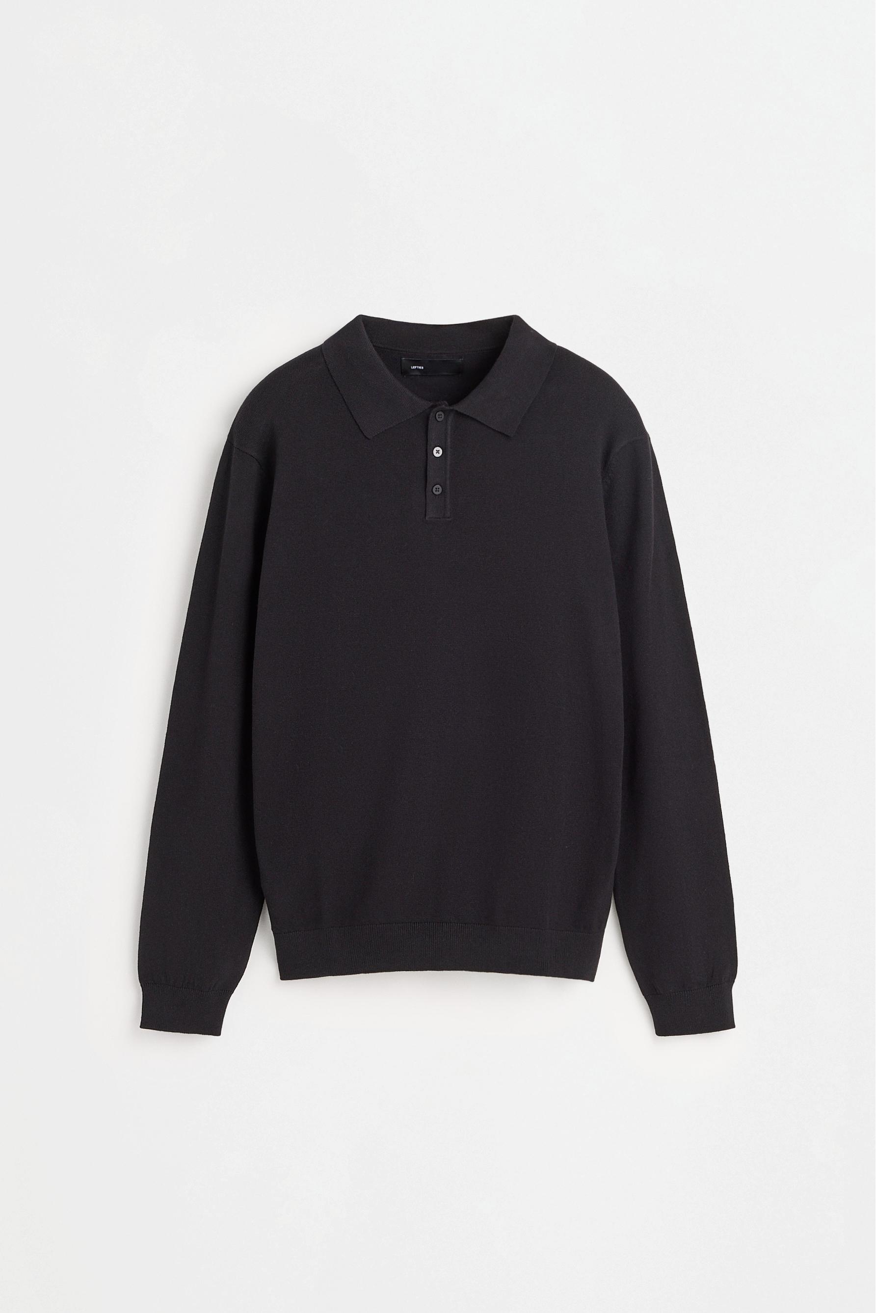 Basic polo sweater — BLACK