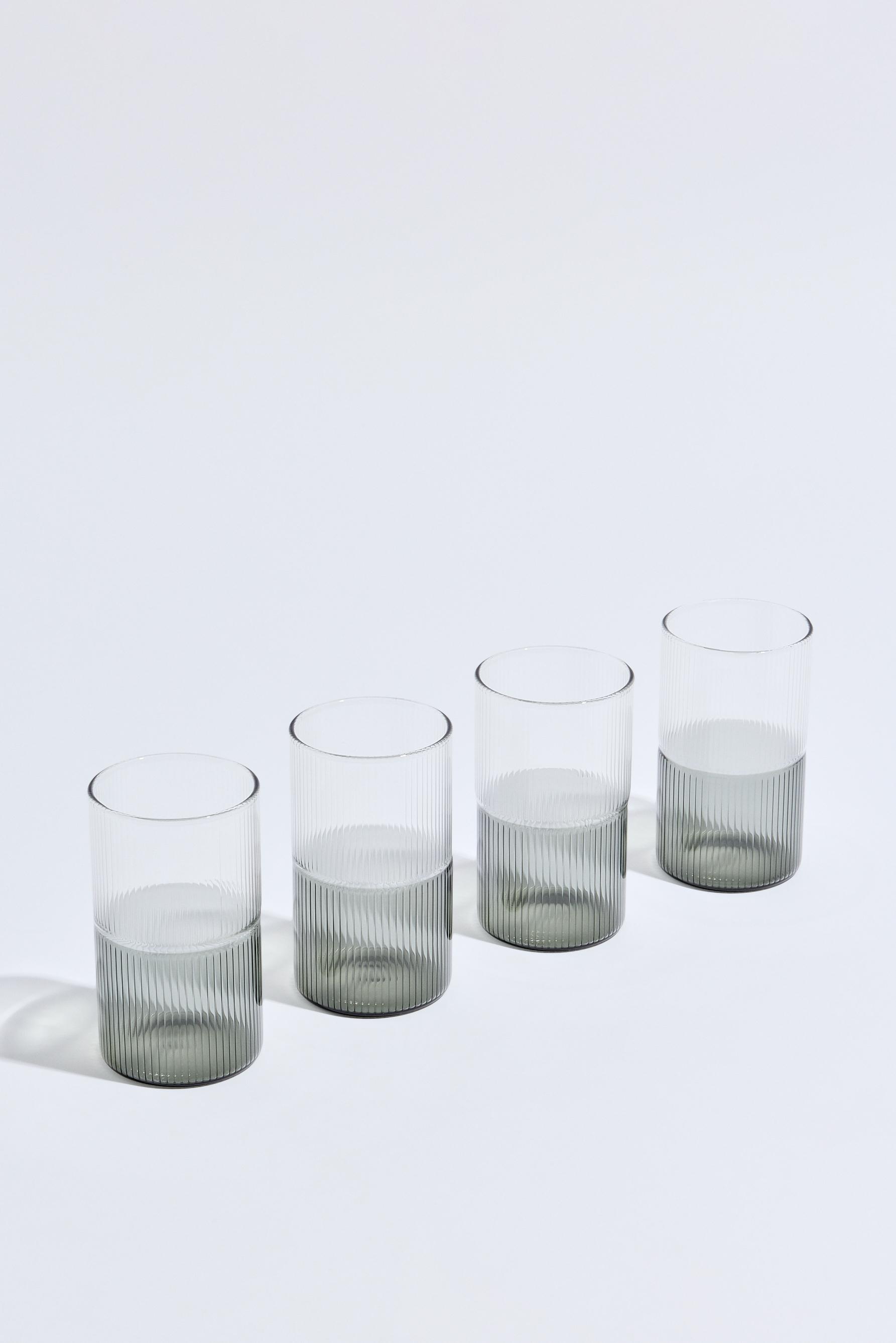Pack 4 vasos relieve borosilicato 325 ml