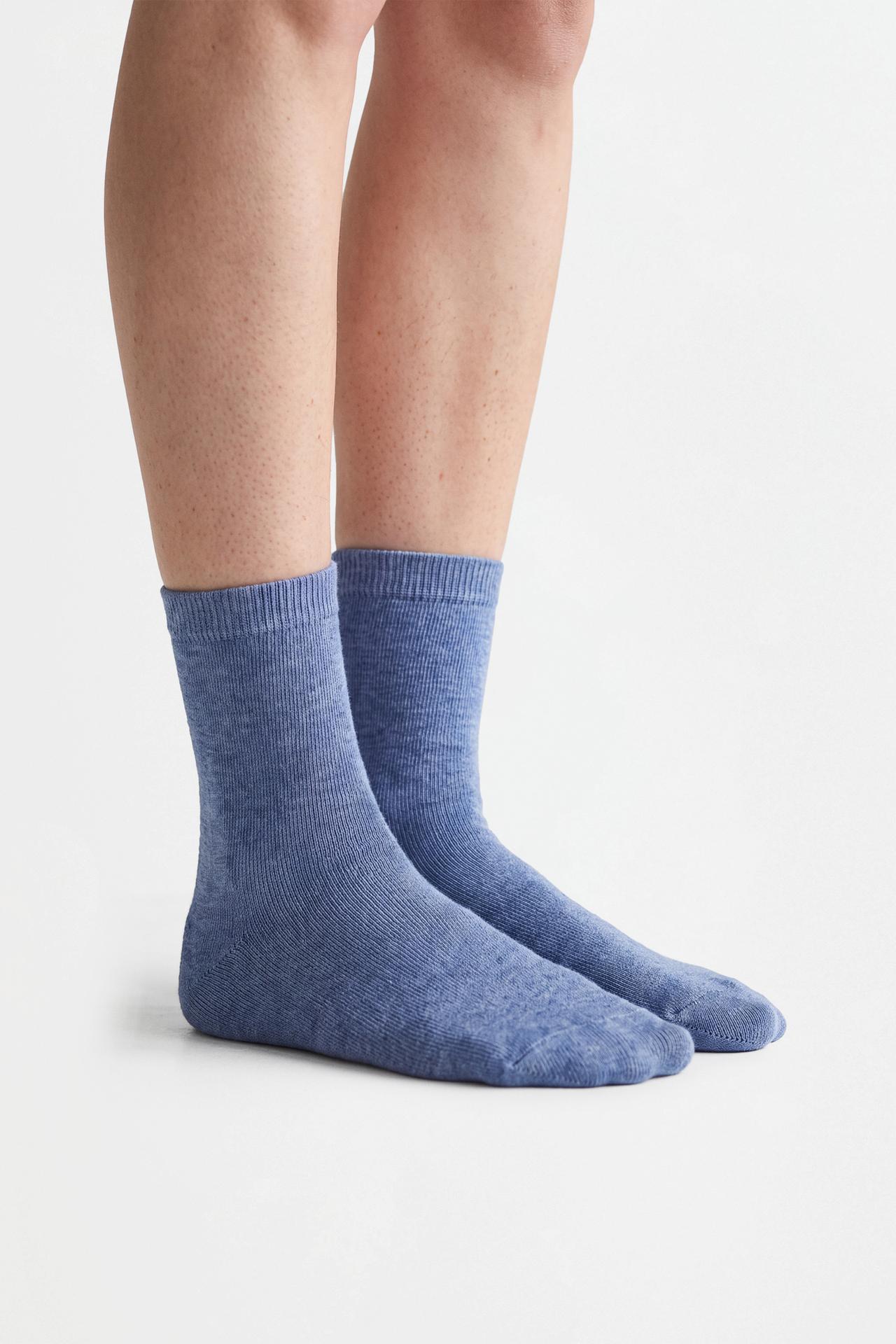 Plain long socks (10-pack) — BLUE/WHITE
