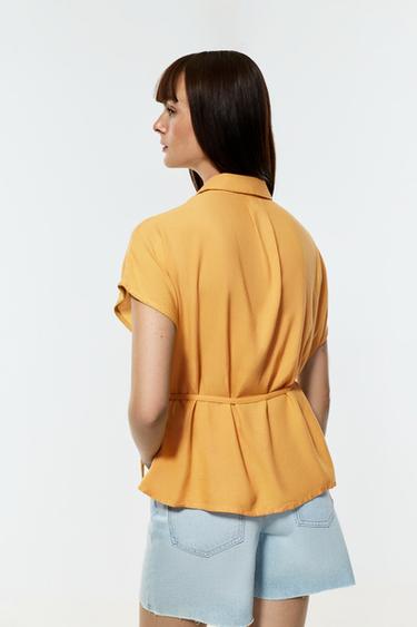 Tie-waist shirt — YELLOW 4