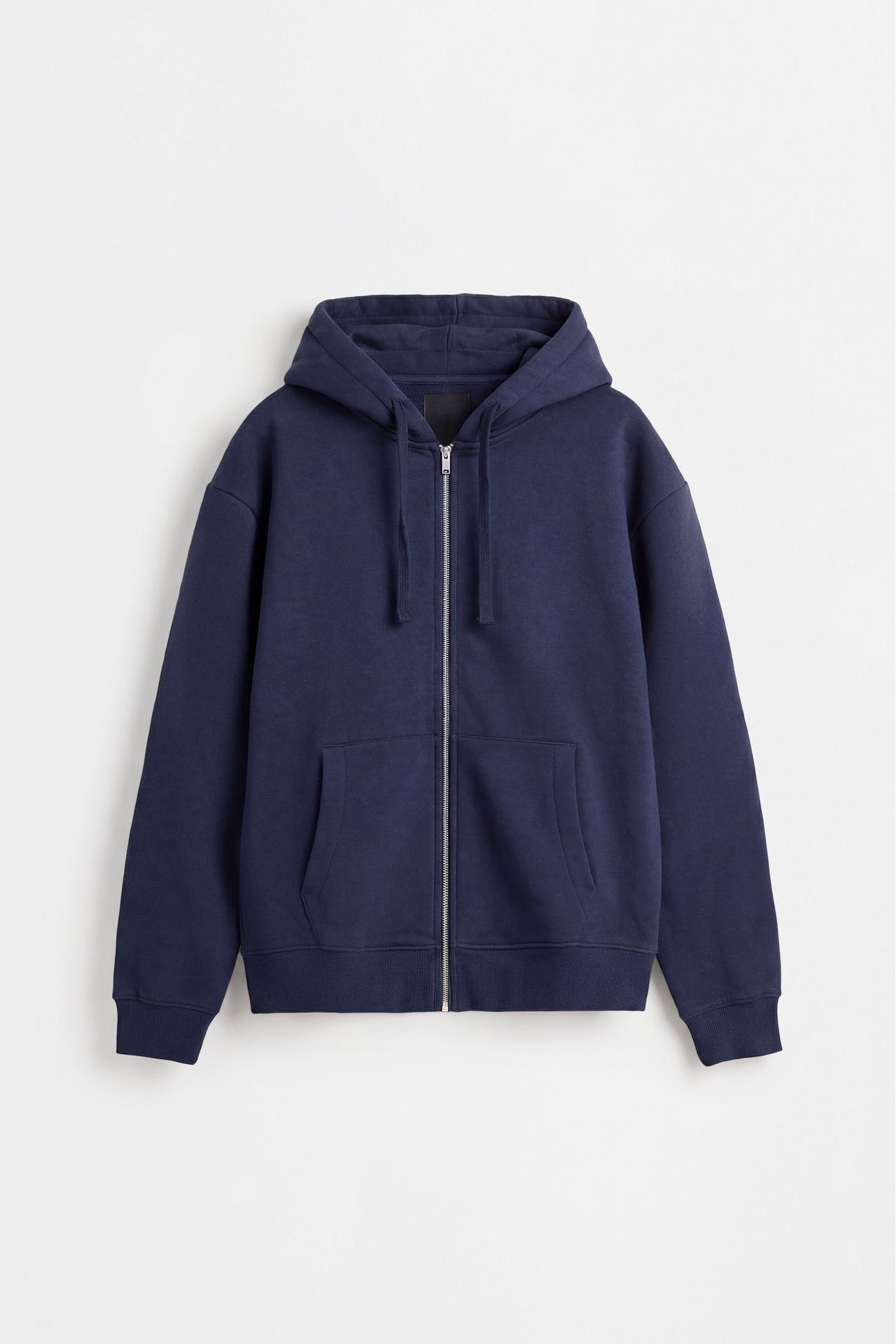 Basic zip-up hoodie — NAVY