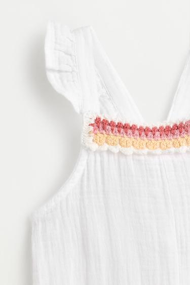 Crochet detail dungarees — WHITE 3