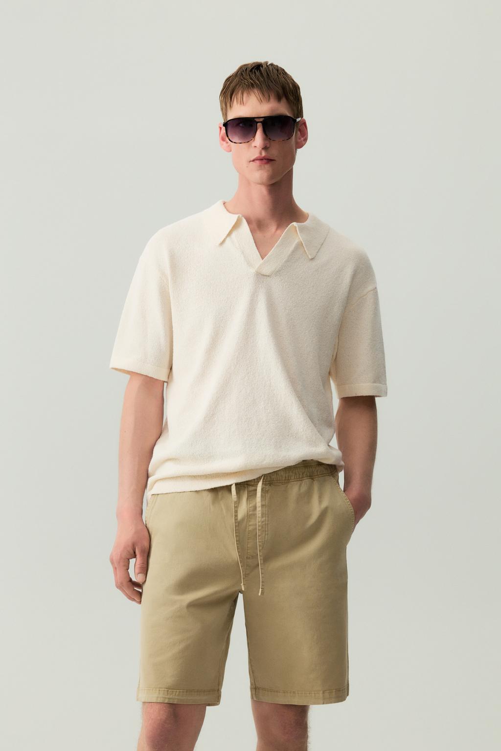 Textured knit polo shirt