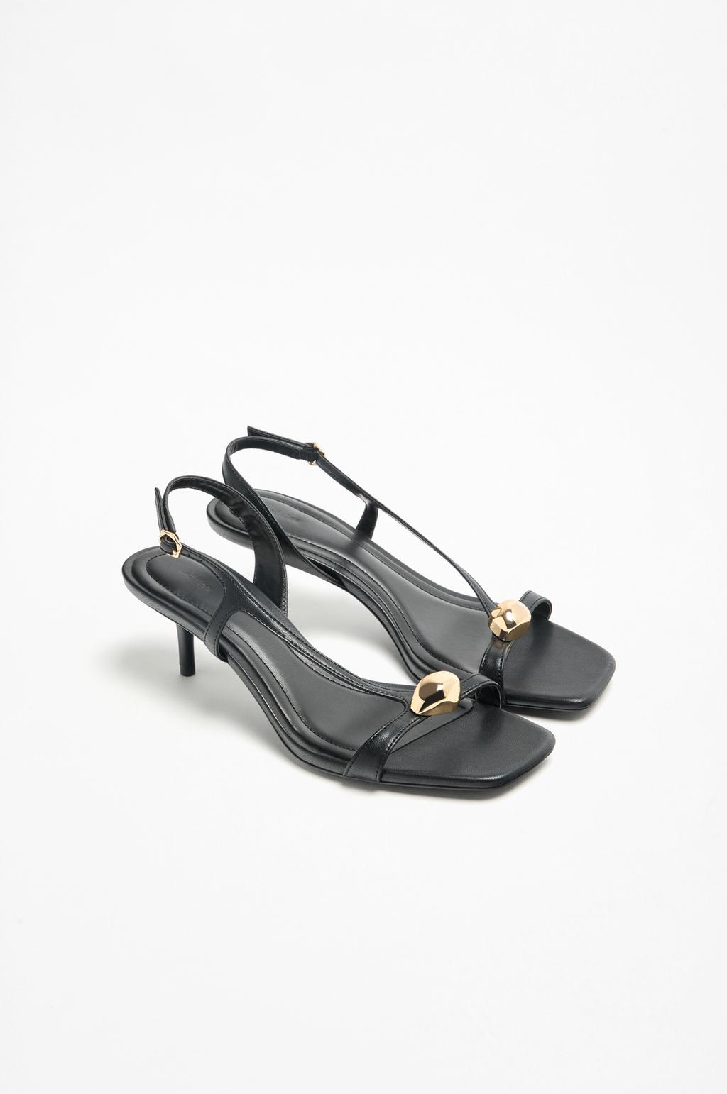 High-heel sandals with metallic detail
