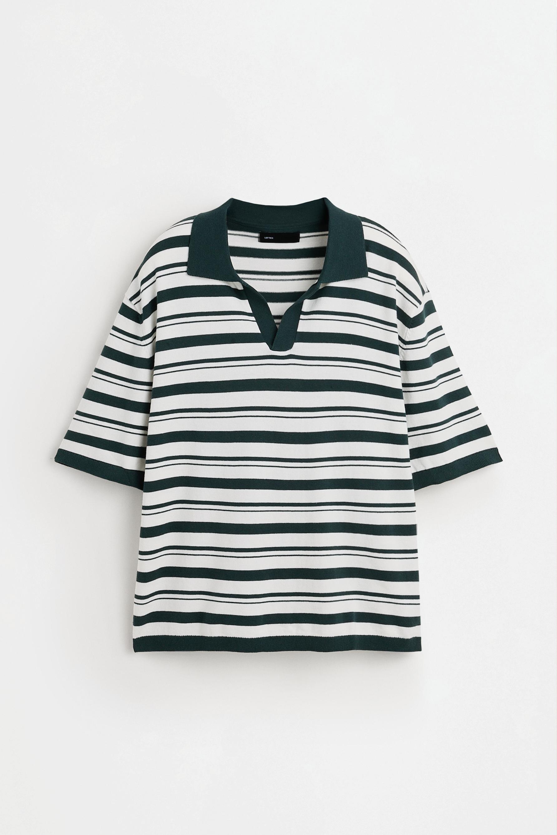 Striped knit polo — EMERALD GREEN