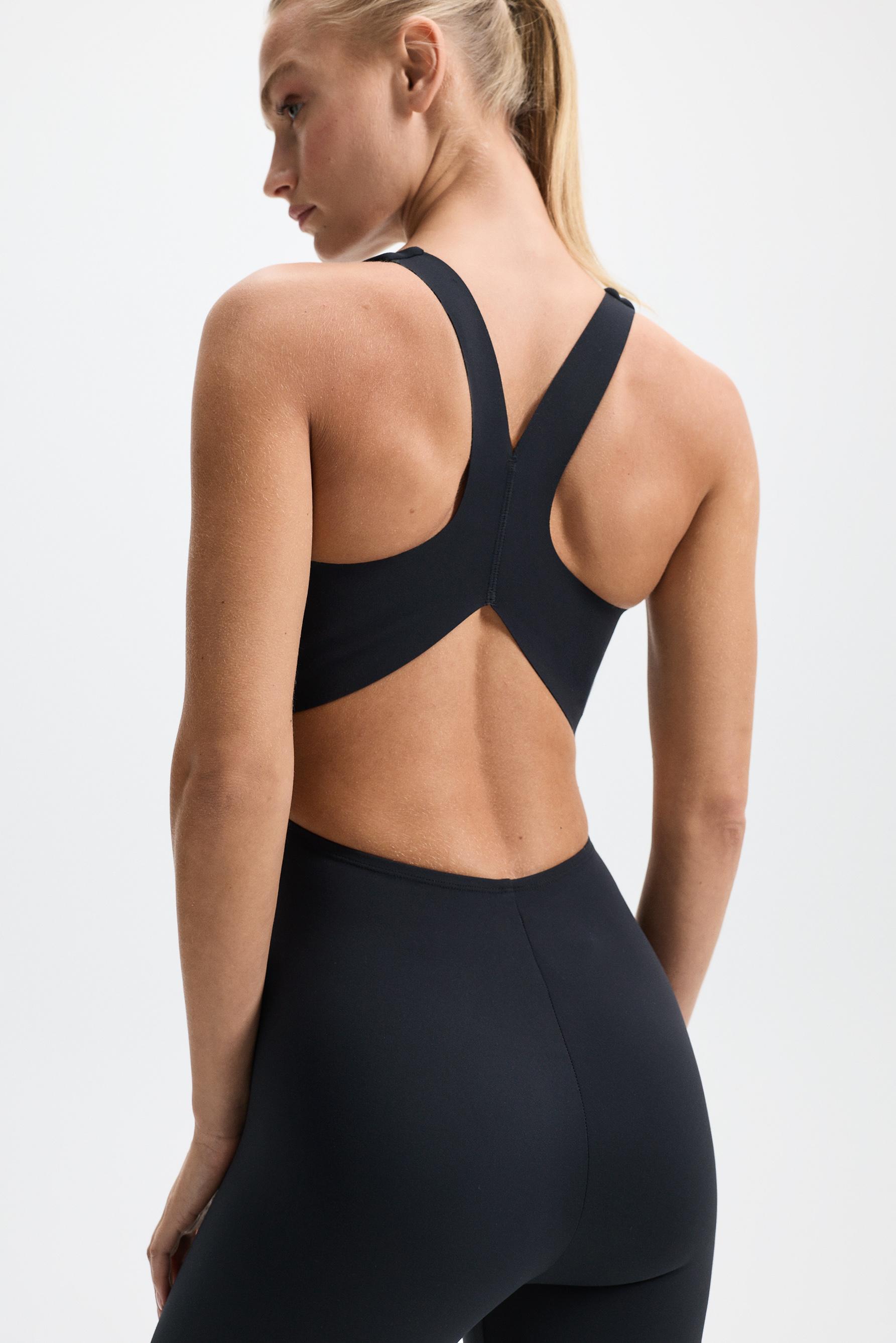 Shaping effect sports jumpsuit — BLACK