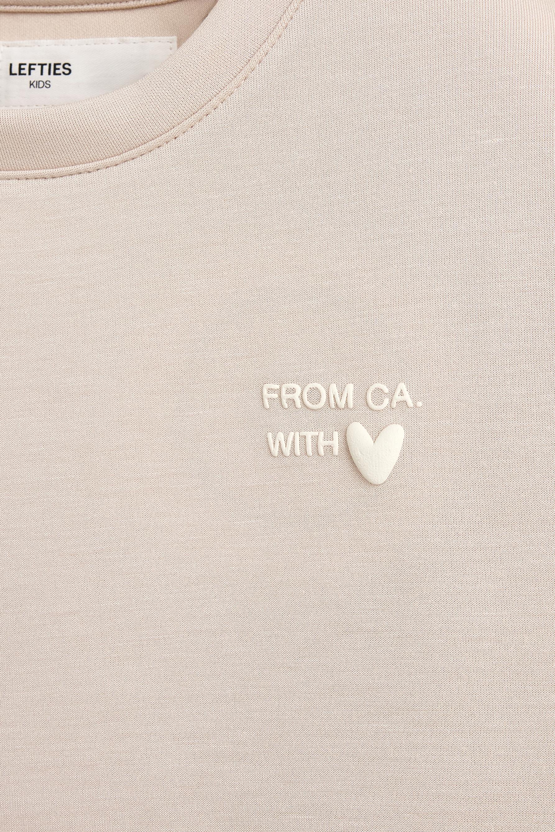 Cropped fluid plush T-shirt — BEIGE