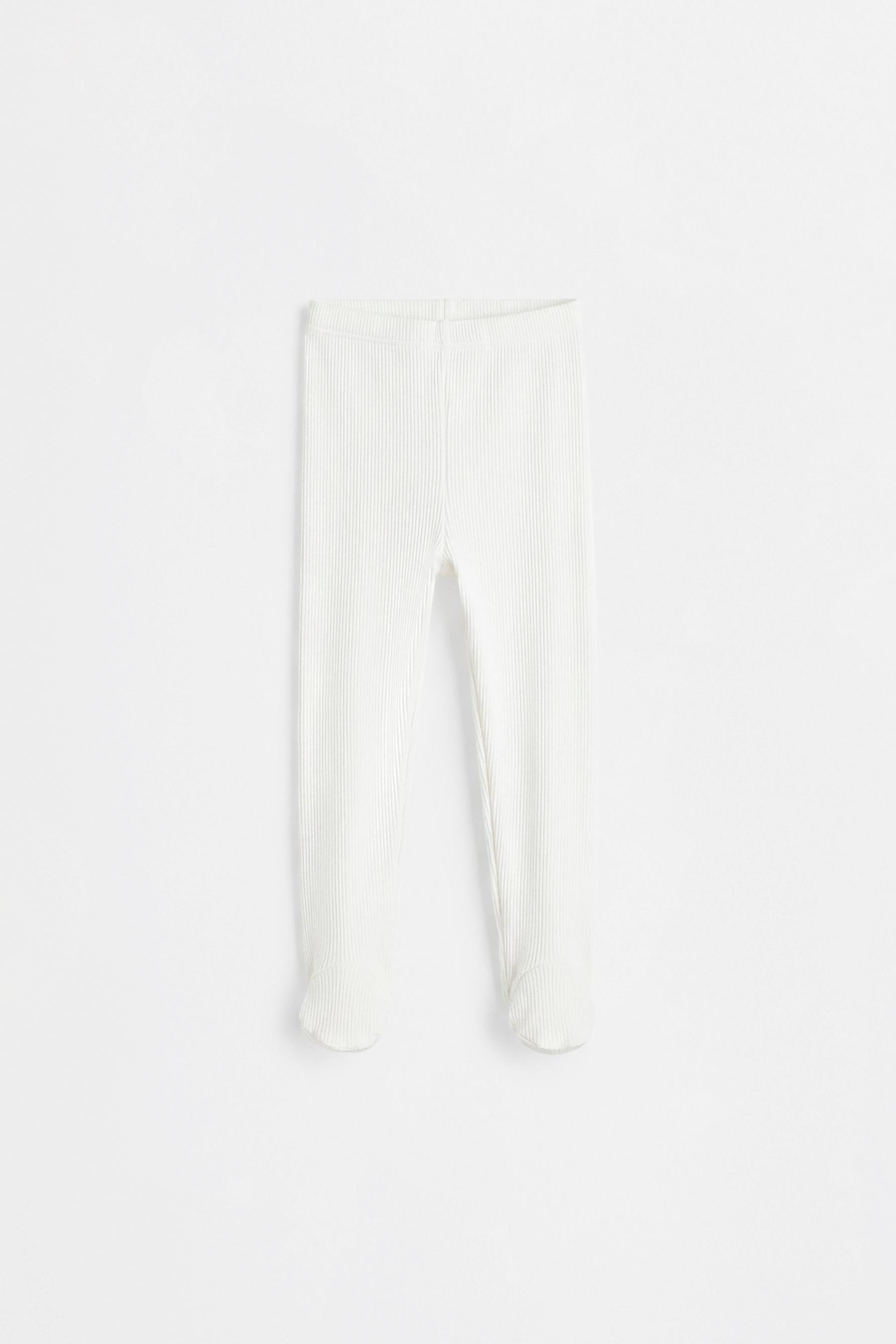 Ribbed T-shirt, footed leggings and hat co-ord — ECRU