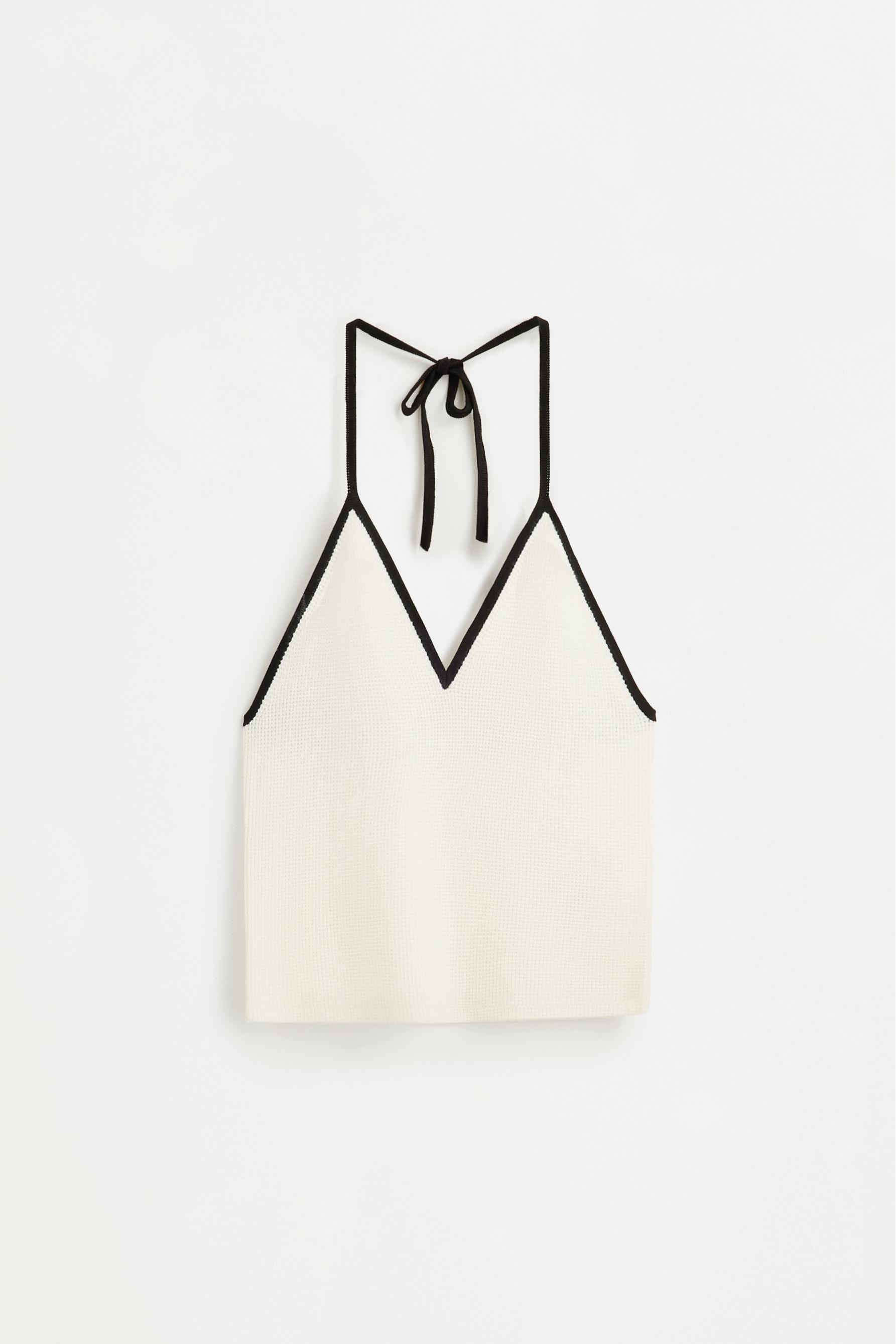 Contrast halter top — OFF WHITE