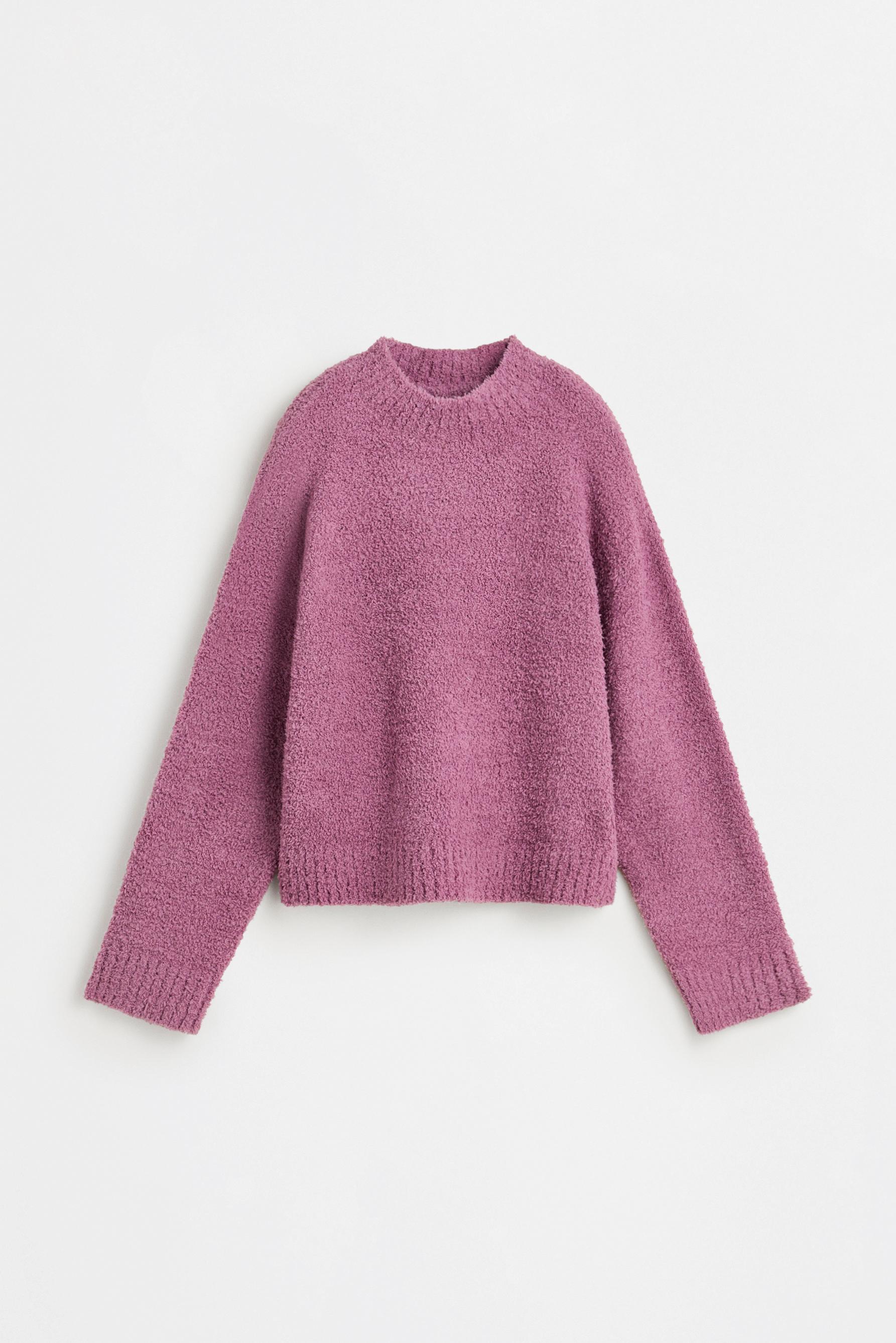 Bouclé knit sweater and trousers set — DARK PINK