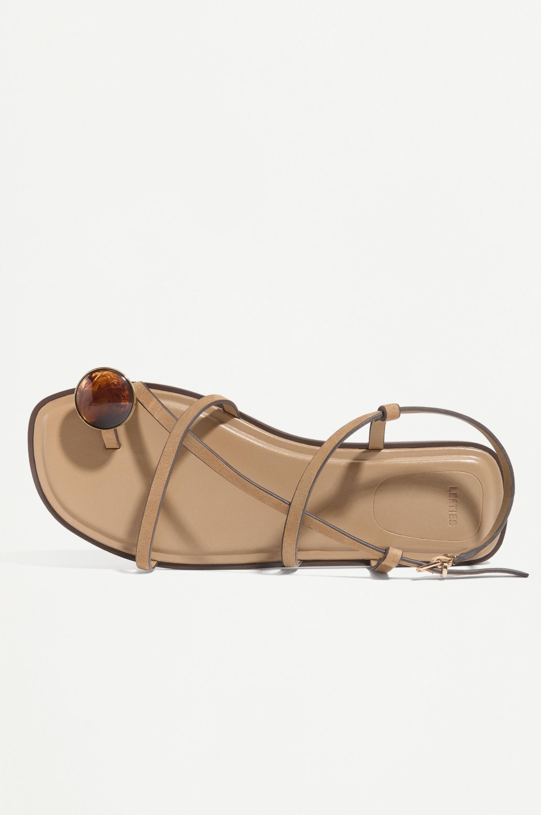 Jeweled flat slider sandals — BROWN