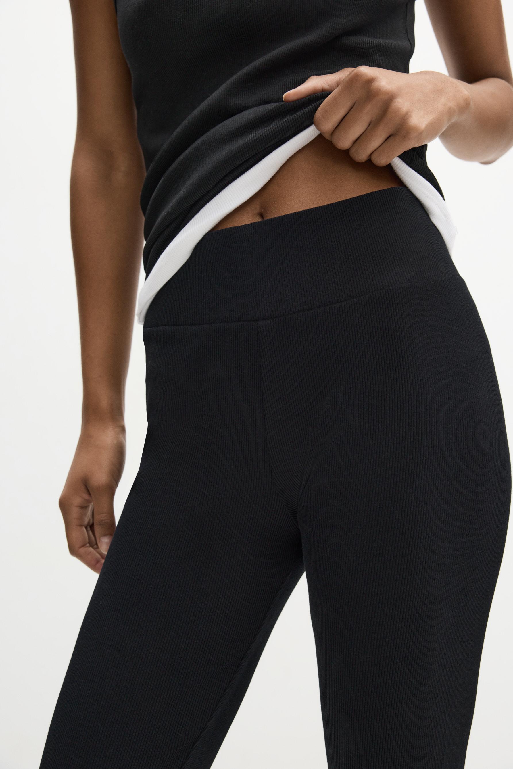 Ribbed waist leggings — BLACK