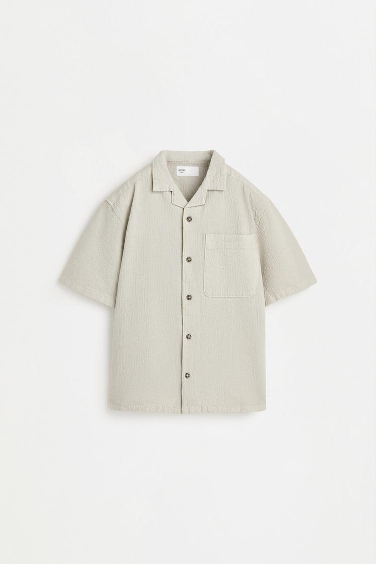 Textured resort shirt — STONE