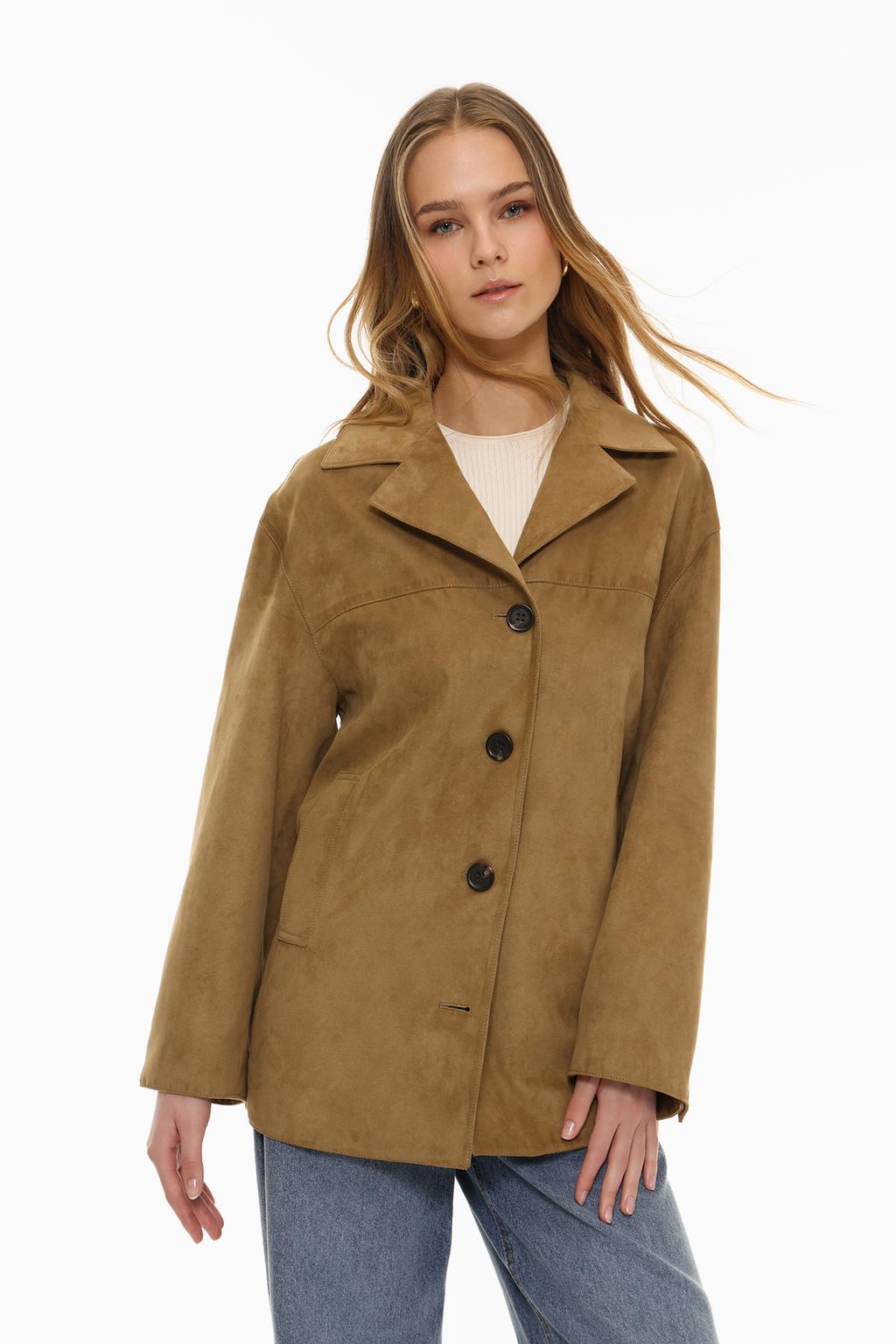 Long faux suede jacket