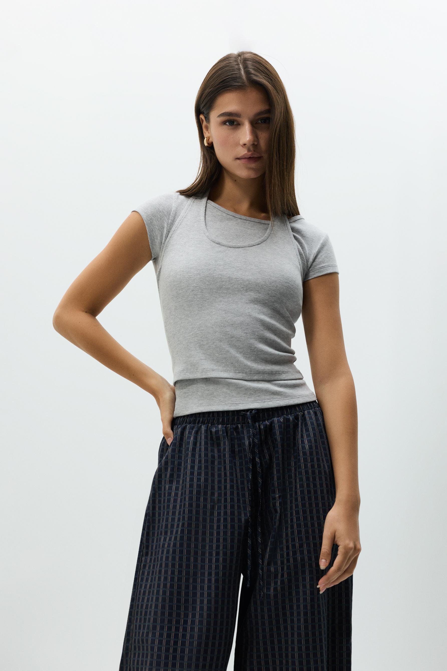 Double-layer top — GREY MARL