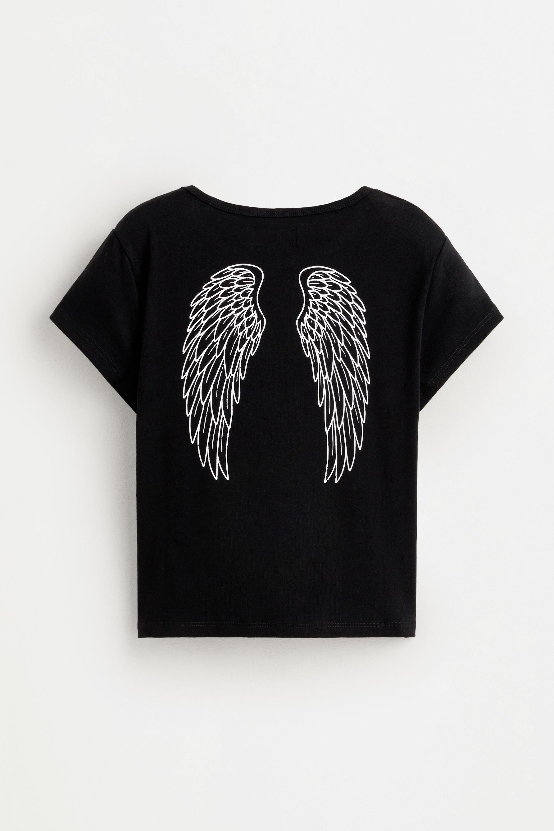 Printed Cropped T-Shirt — BLACK