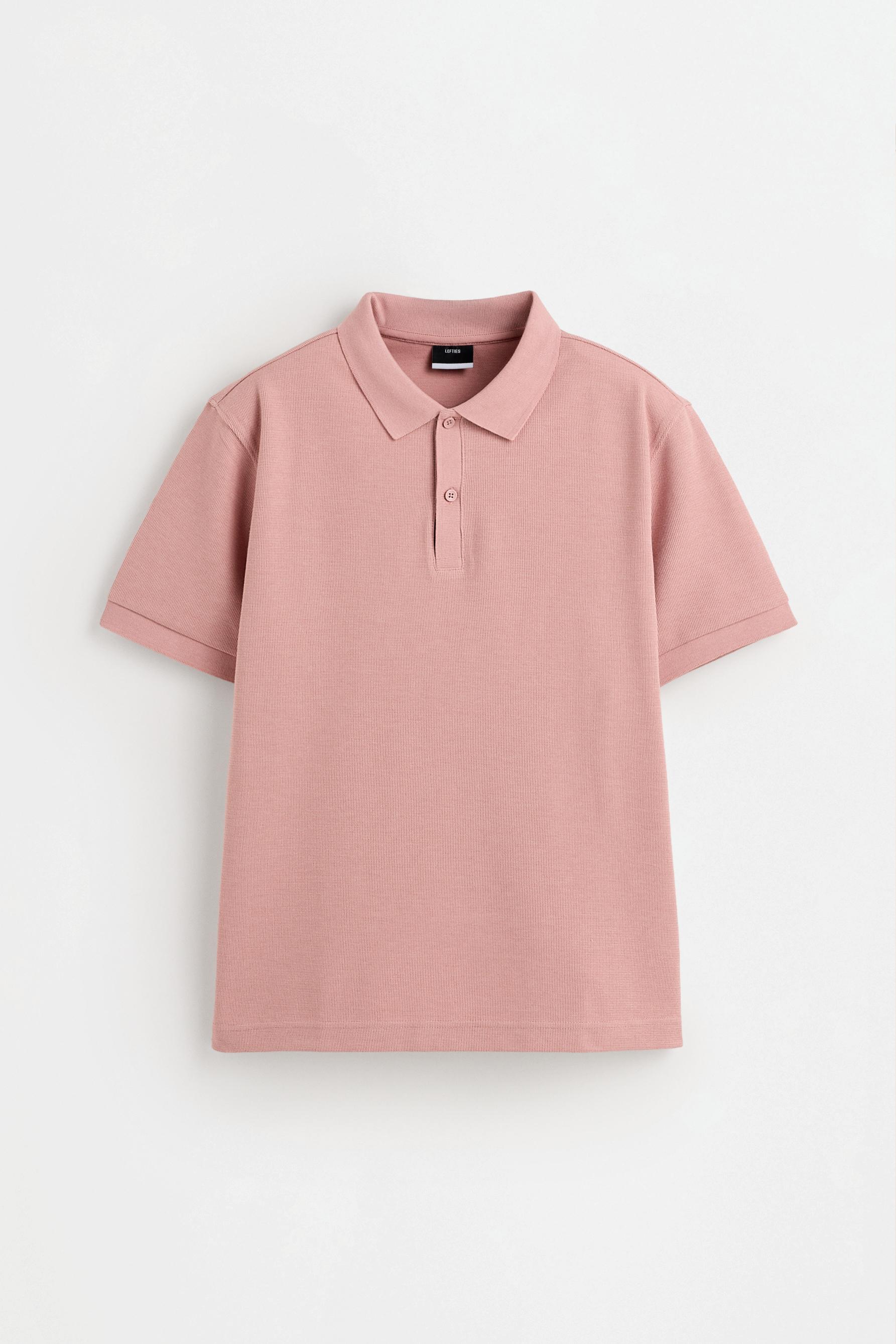 Basic textured polo shirt — PINK