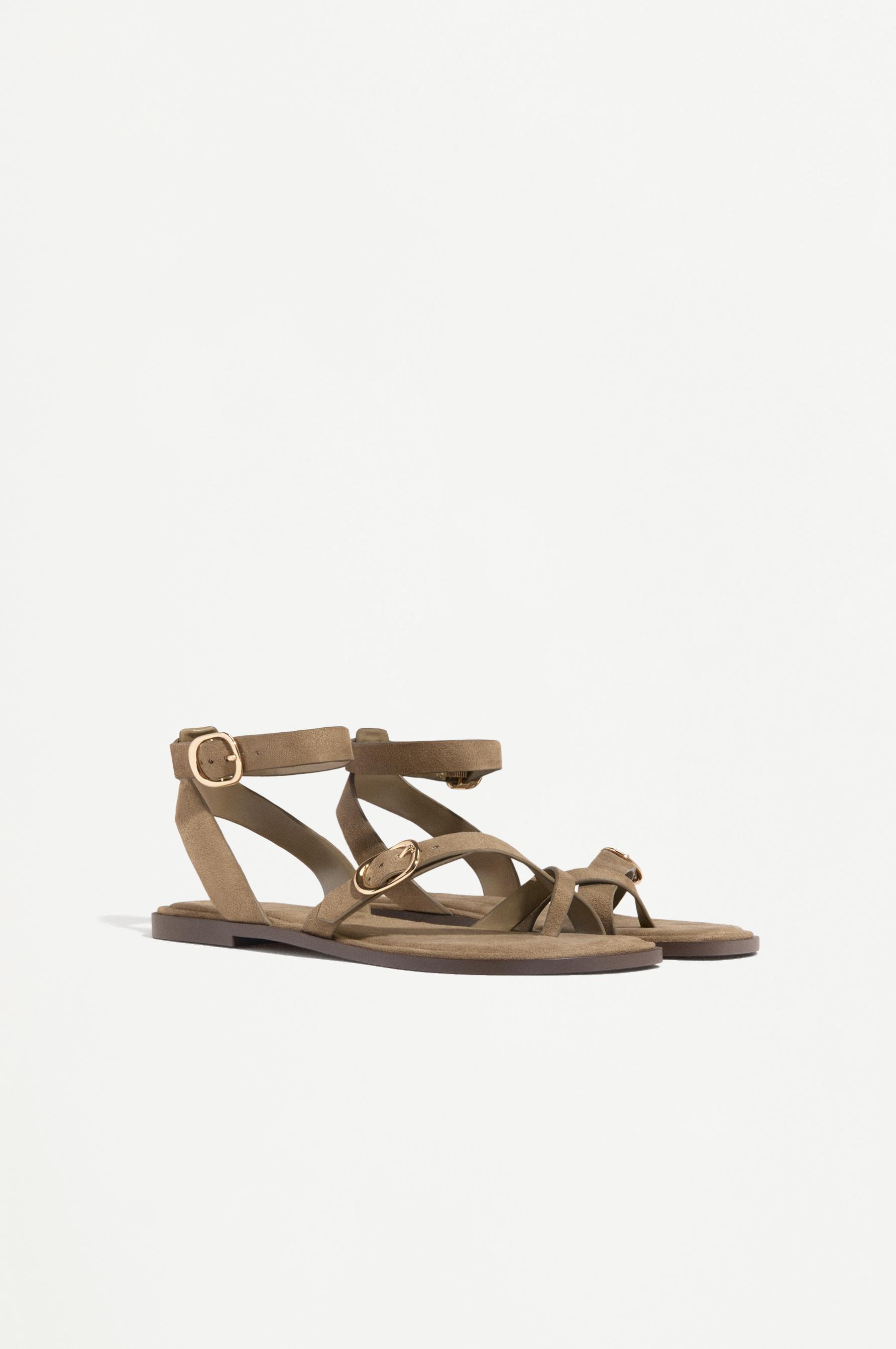 Lefties Haki Lefties Suni Süet bantlı düz sandalet