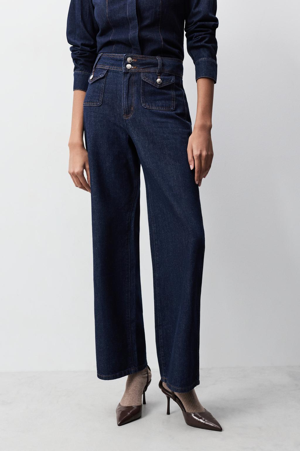 Jeans wide leg bolsillos