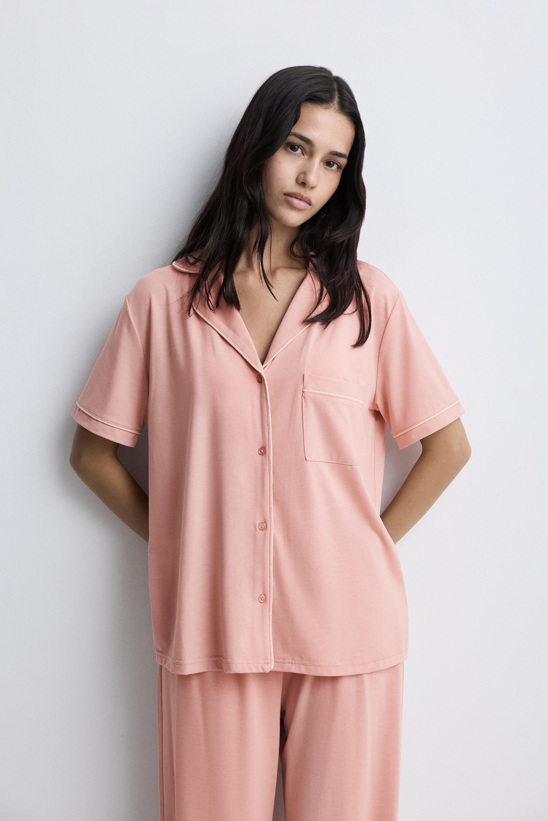 Long shirt-style pyjamas — PASTEL PINK
