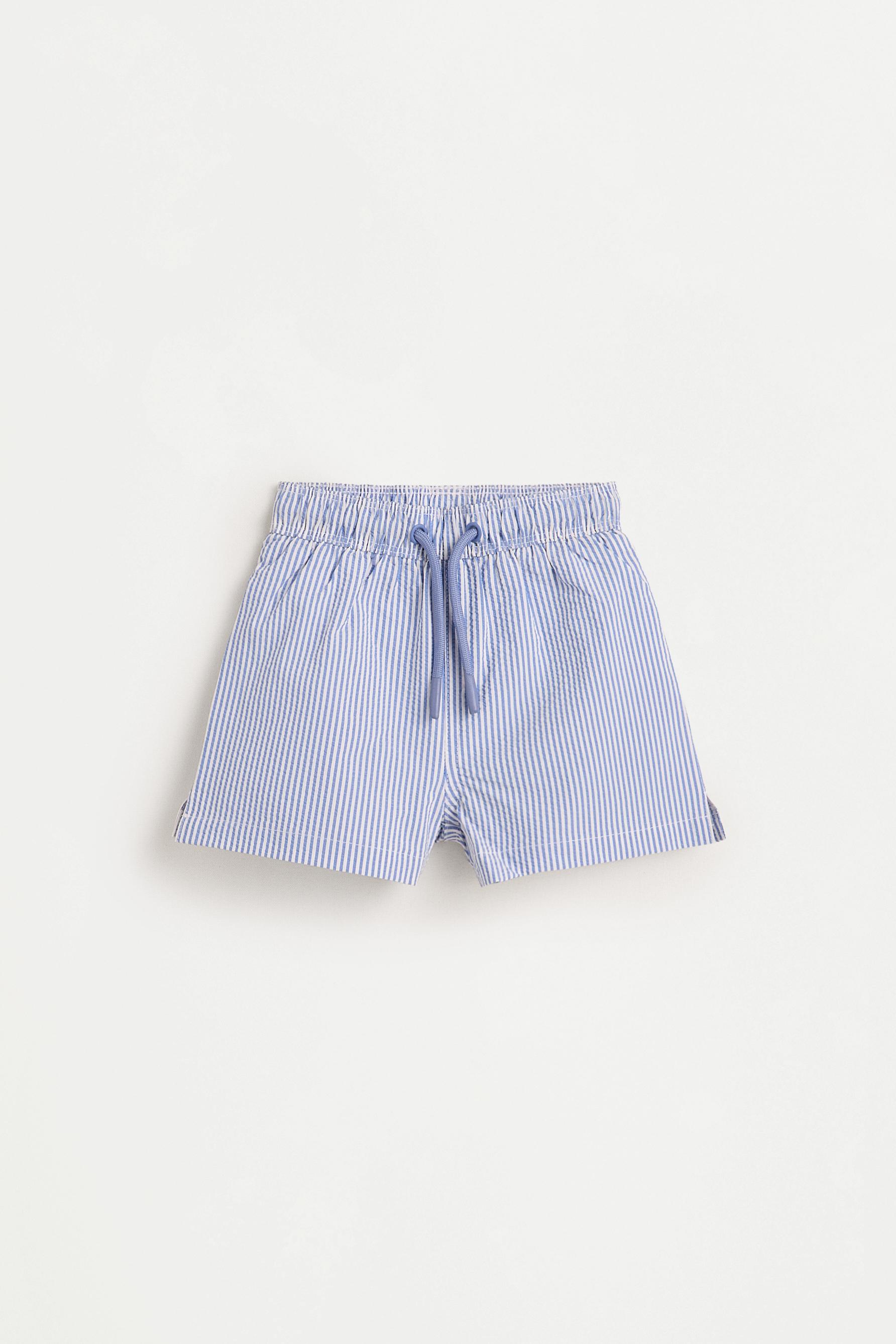 Striped seersucker swim shorts — BLUE